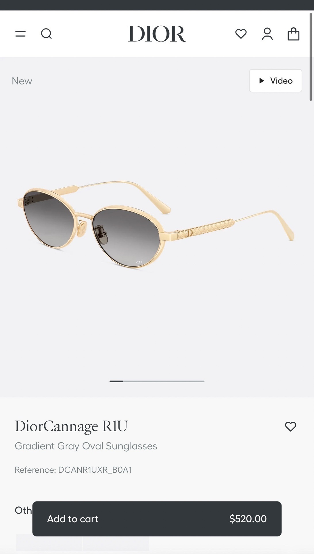 DiorCannage R1U Luxury Gradient Gray Oval Sunglasses