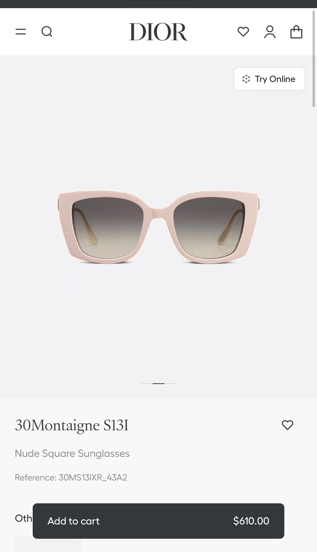 Dior Nude Square Sunglasses – Dior 30Montaigne S13I Nude Square