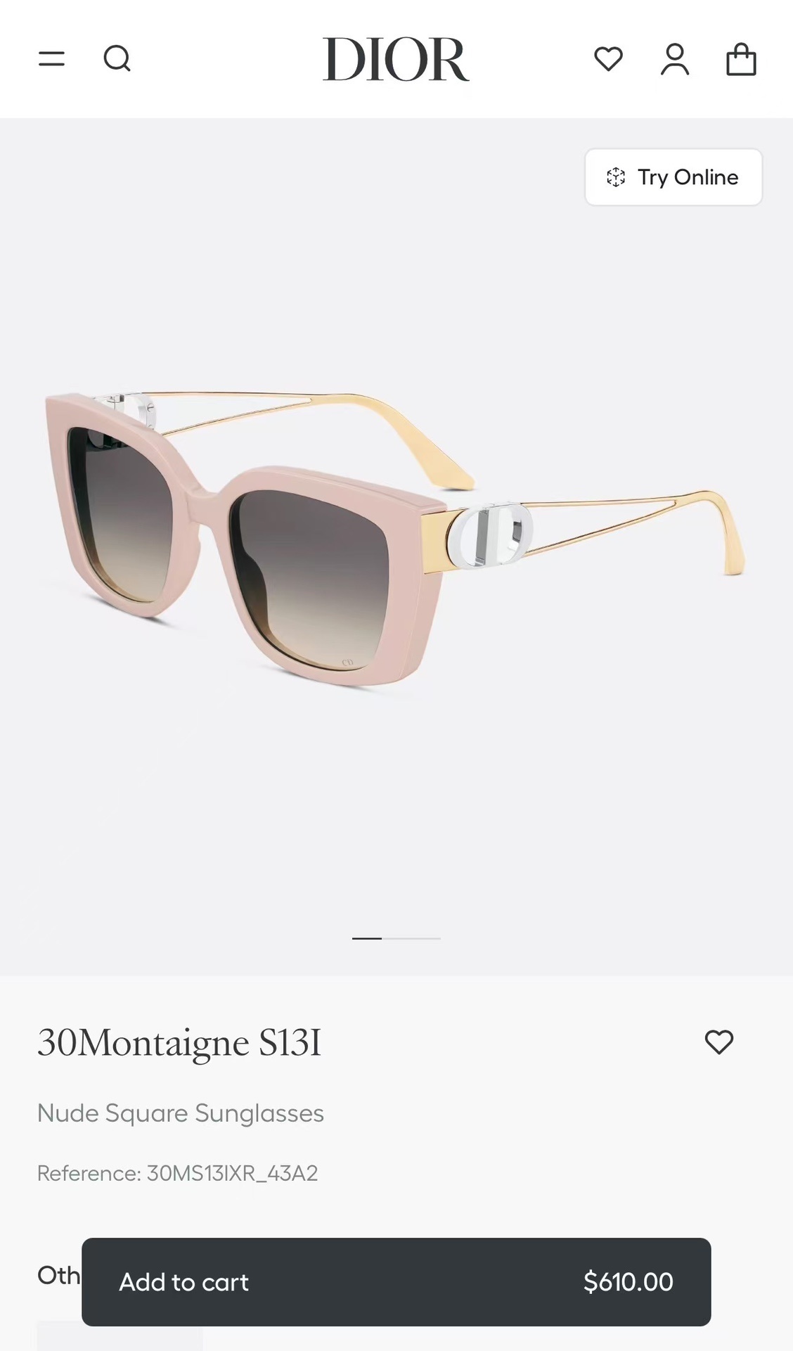Dior 30Montaigne S13I Nude Square Sunglasses for Women