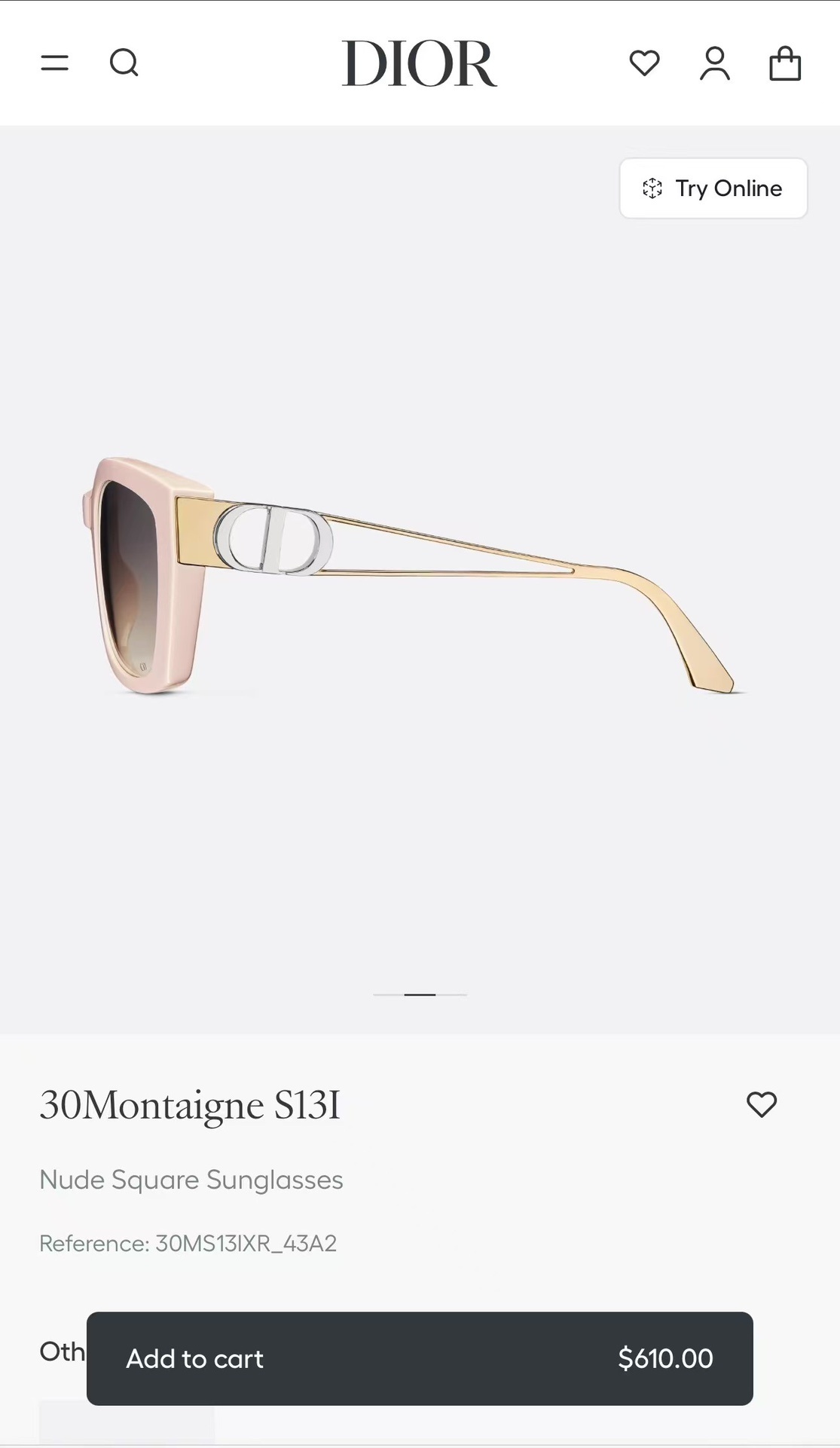 Dior 30Montaigne S13I Nude Square Sunglasses for Women