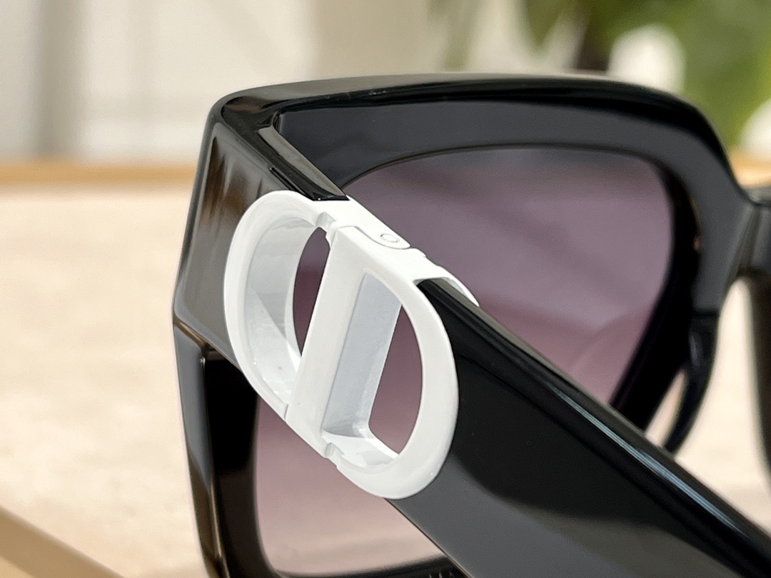 Christian Dior Black Oversized Square Sunglasses with Silver CD Logo