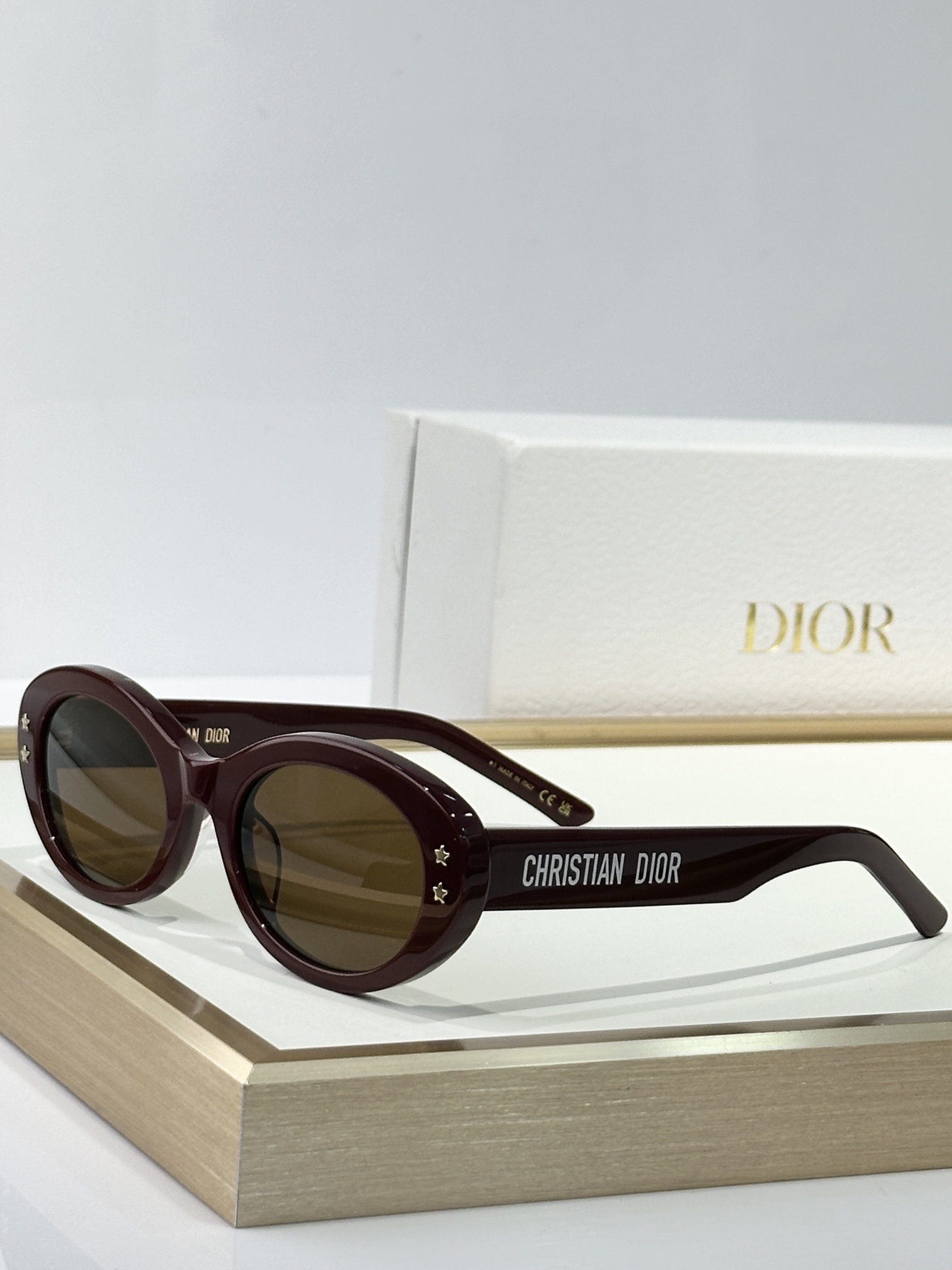 star Dior Burgundy Oval Sunglasses – Dior Burgundy Oval Sunglasses