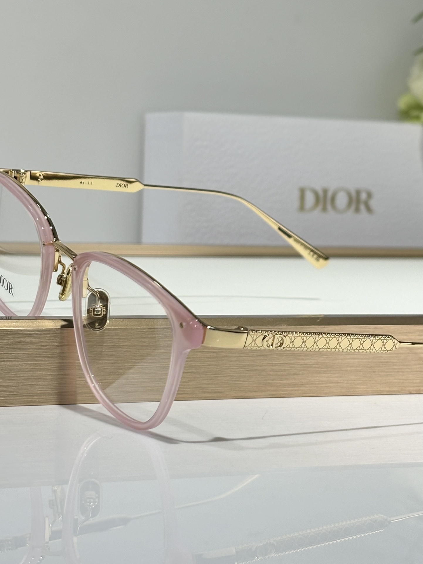 Dior Luxury Pink & Gold Square Eyeglasses for Women