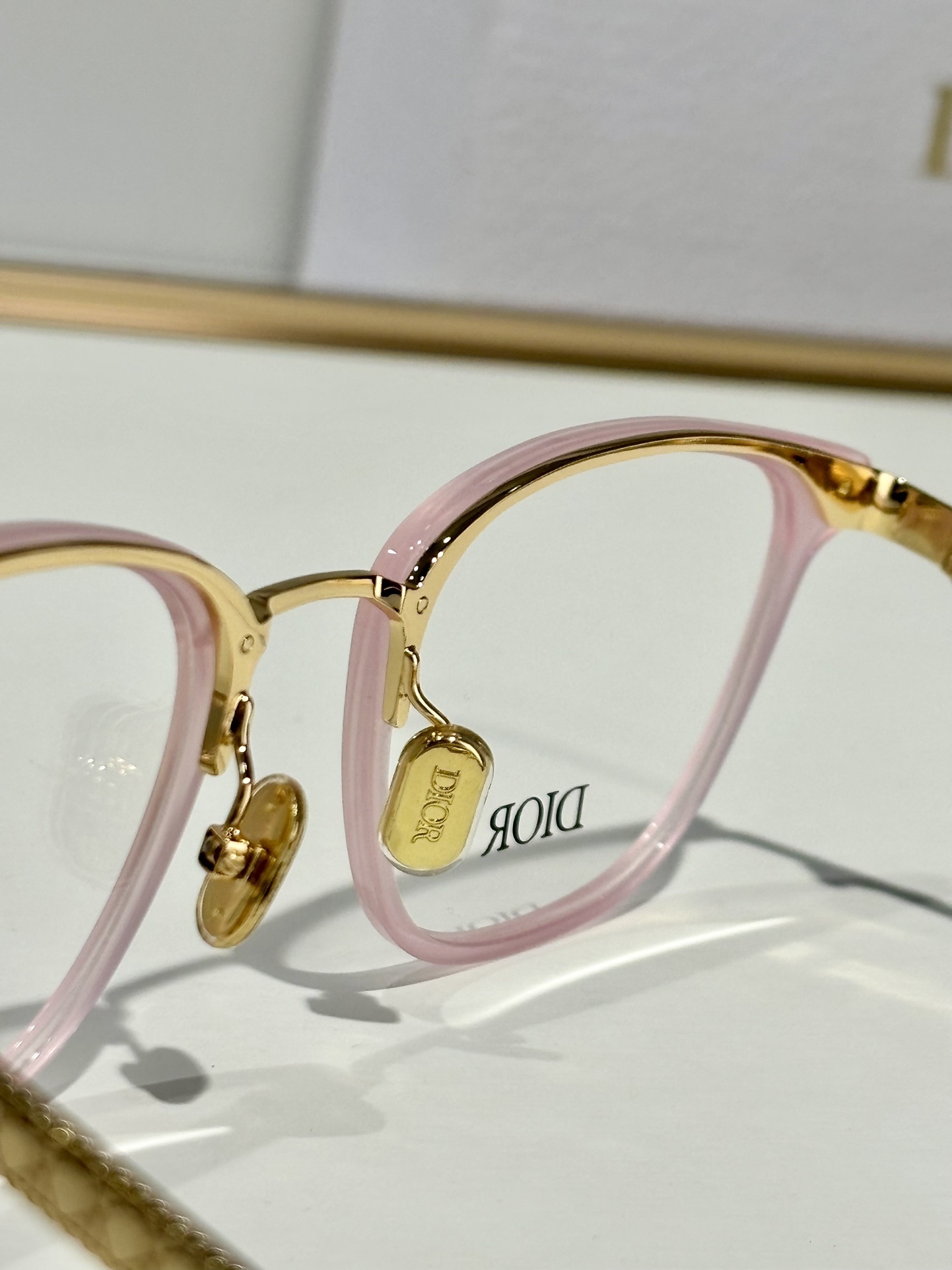 Dior Luxury Pink & Gold Square Eyeglasses for Women