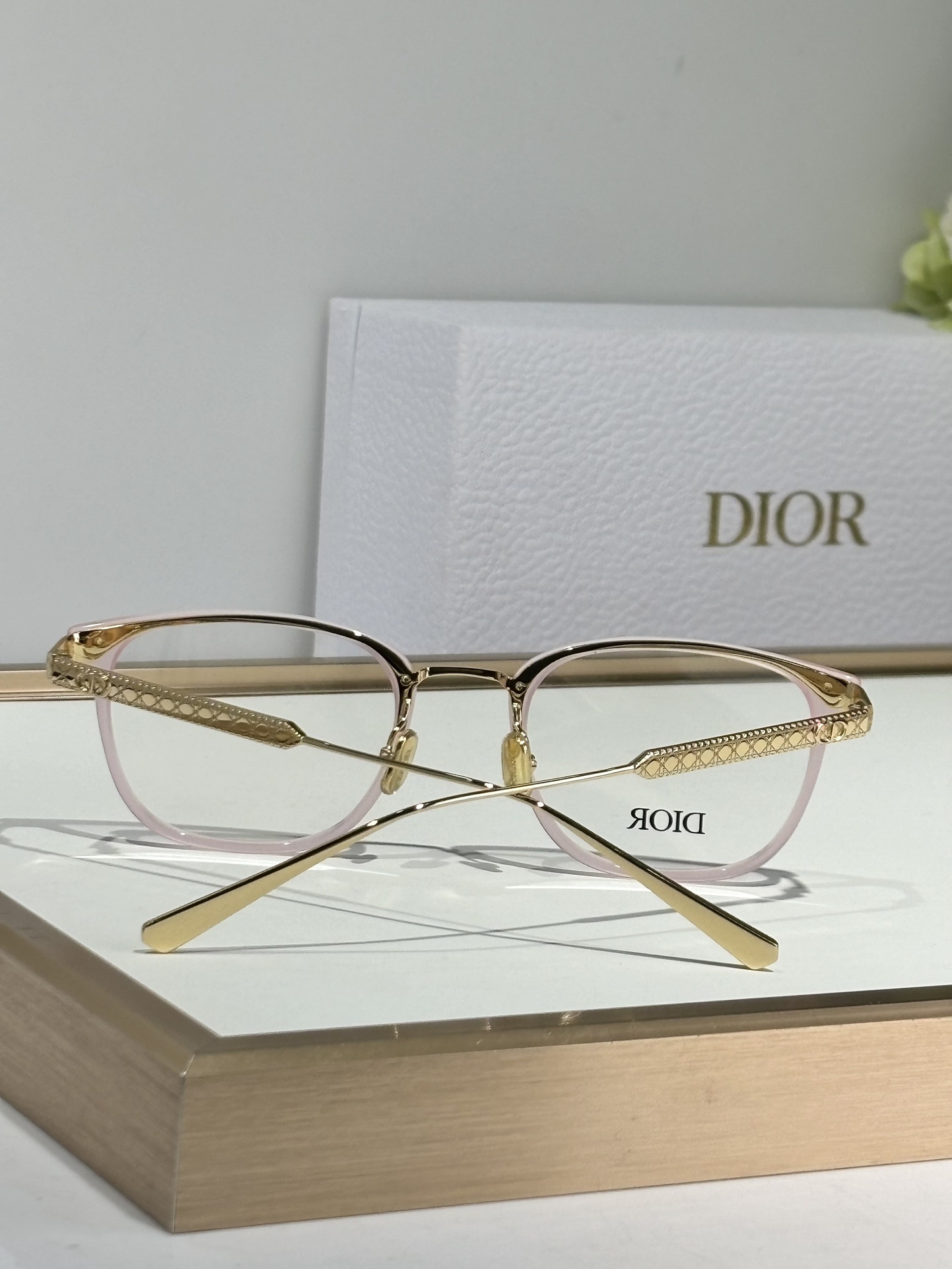 Dior Luxury Pink & Gold Square Eyeglasses for Women
