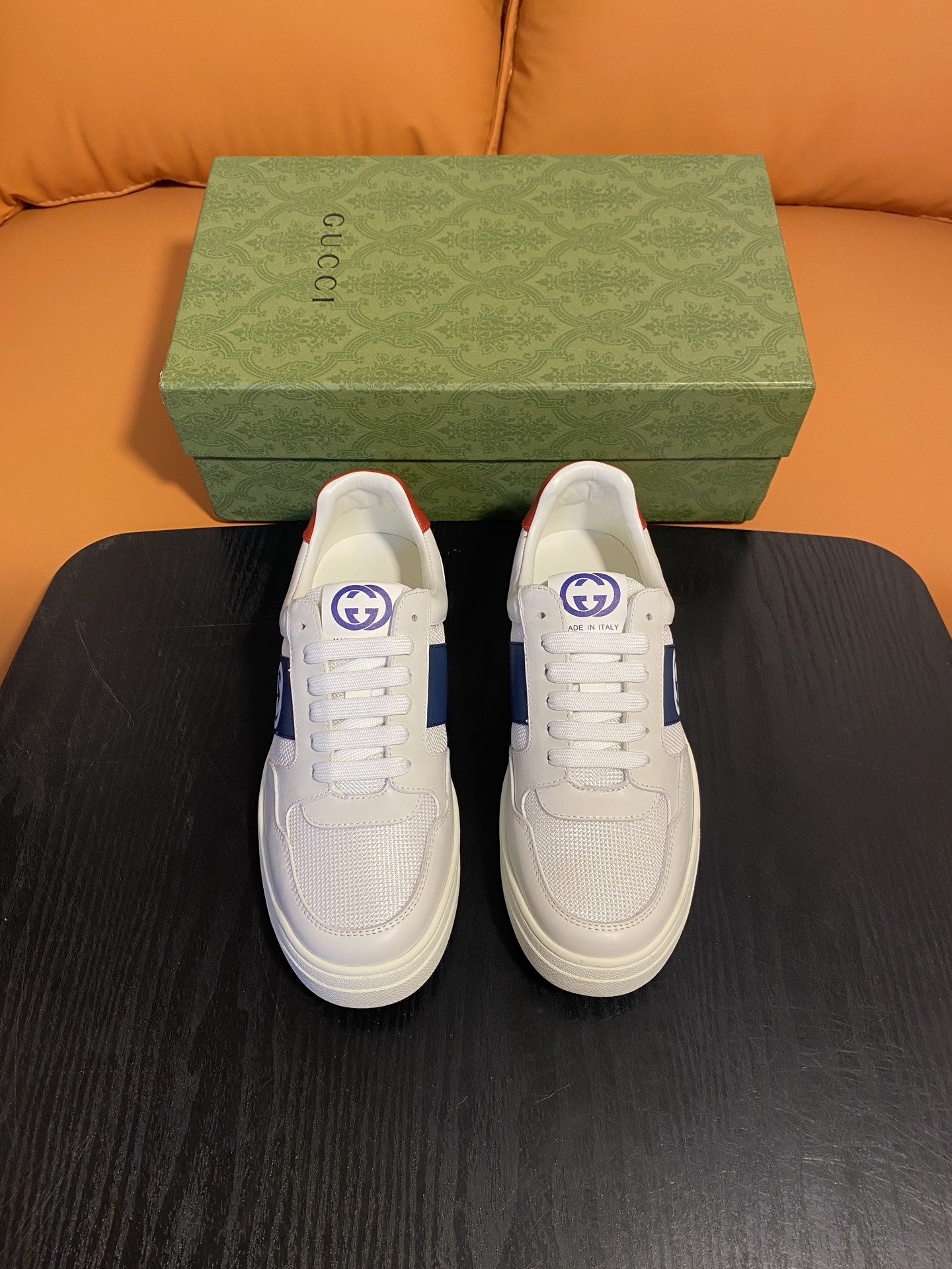 Gucci Men's Interlocking G White Leather Sneakers