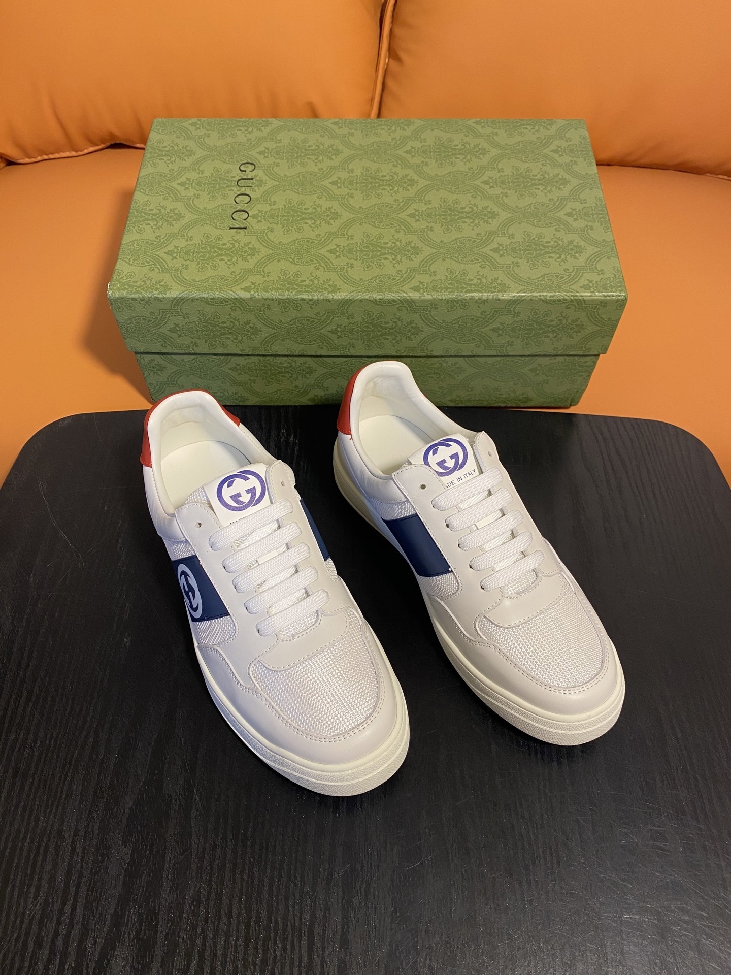 Gucci Men’s Interlocking G White Leather Sneakers