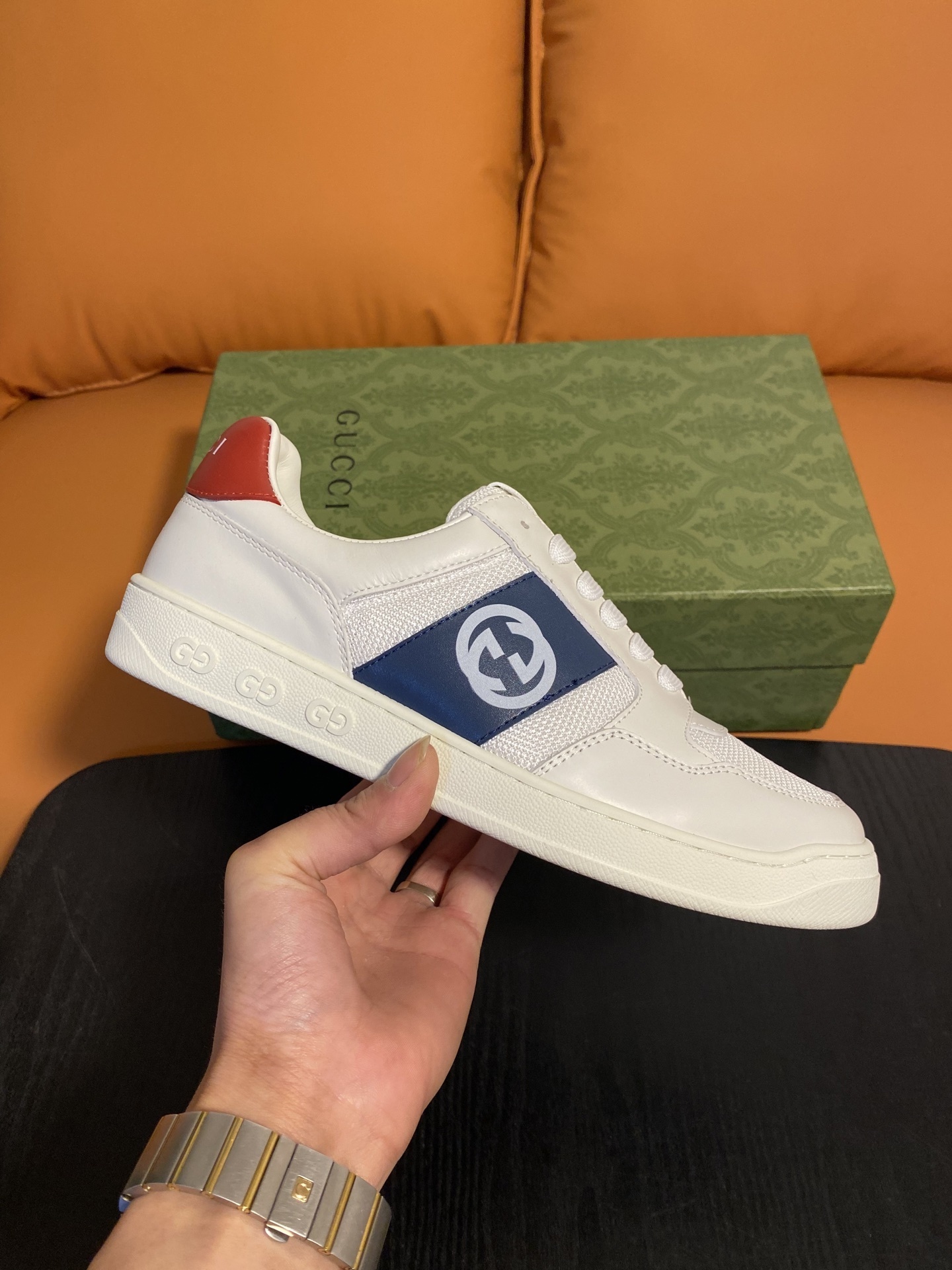 Gucci Men’s Interlocking G White Leather Sneakers