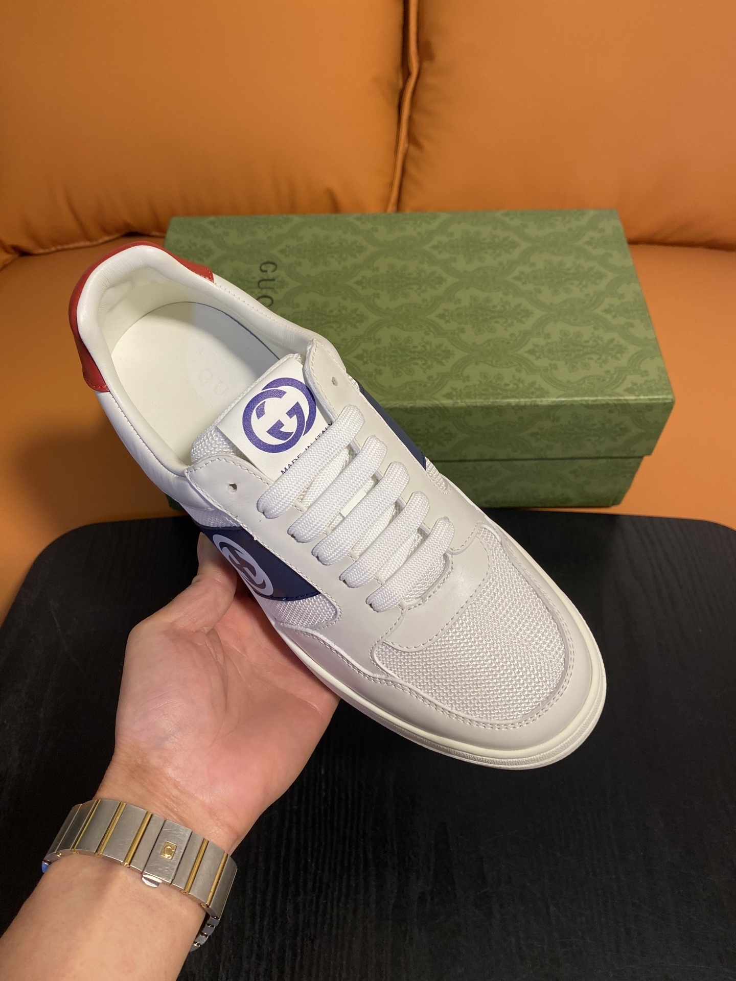 Gucci Men’s Interlocking G White Leather Sneakers