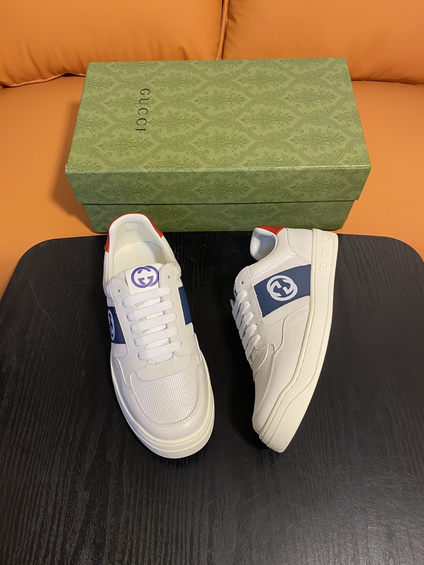 Gucci Men’s Interlocking G White Leather Sneakers