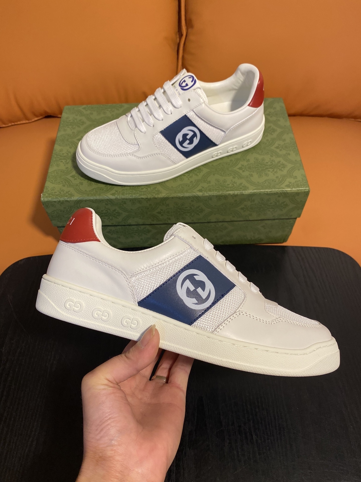 Gucci Men’s Interlocking G White Leather Sneakers