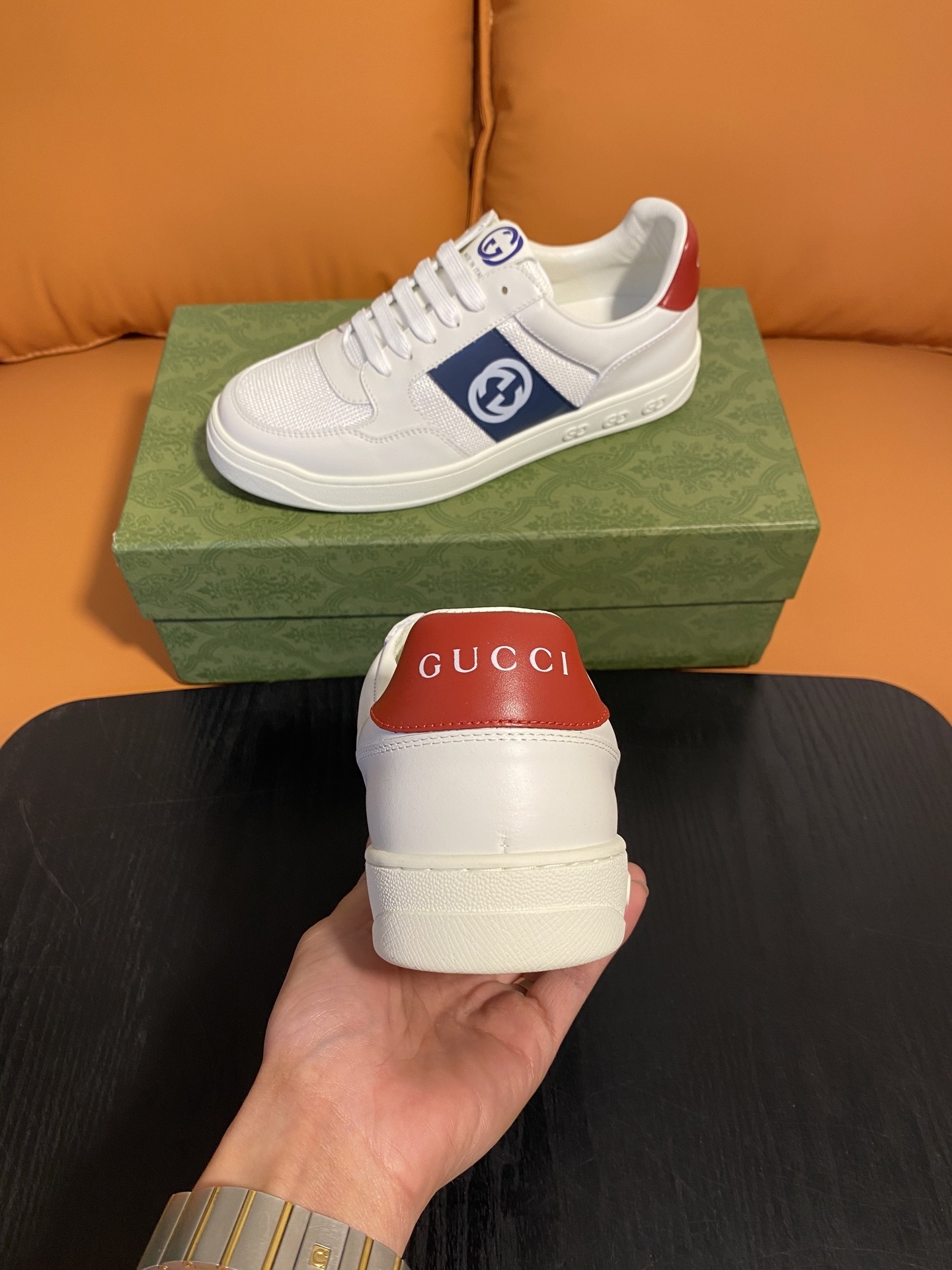 Gucci Men’s Interlocking G White Leather Sneakers