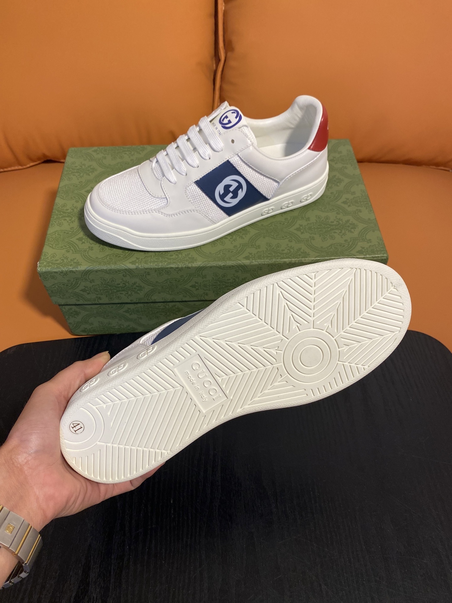 Gucci Men’s Interlocking G White Leather Sneakers