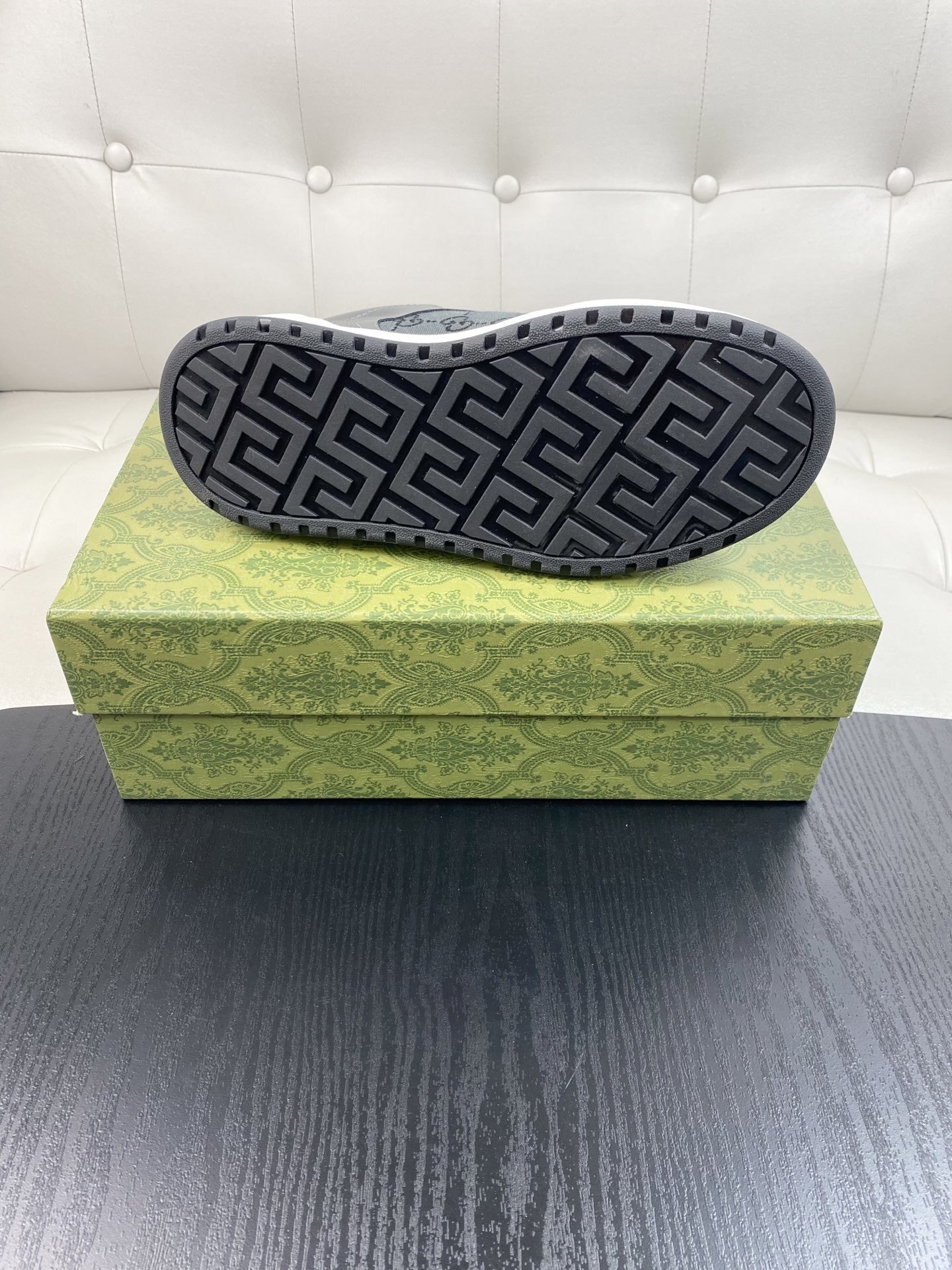 Gucci Men’s GG Supreme Canvas and Grey Leather Sneakers