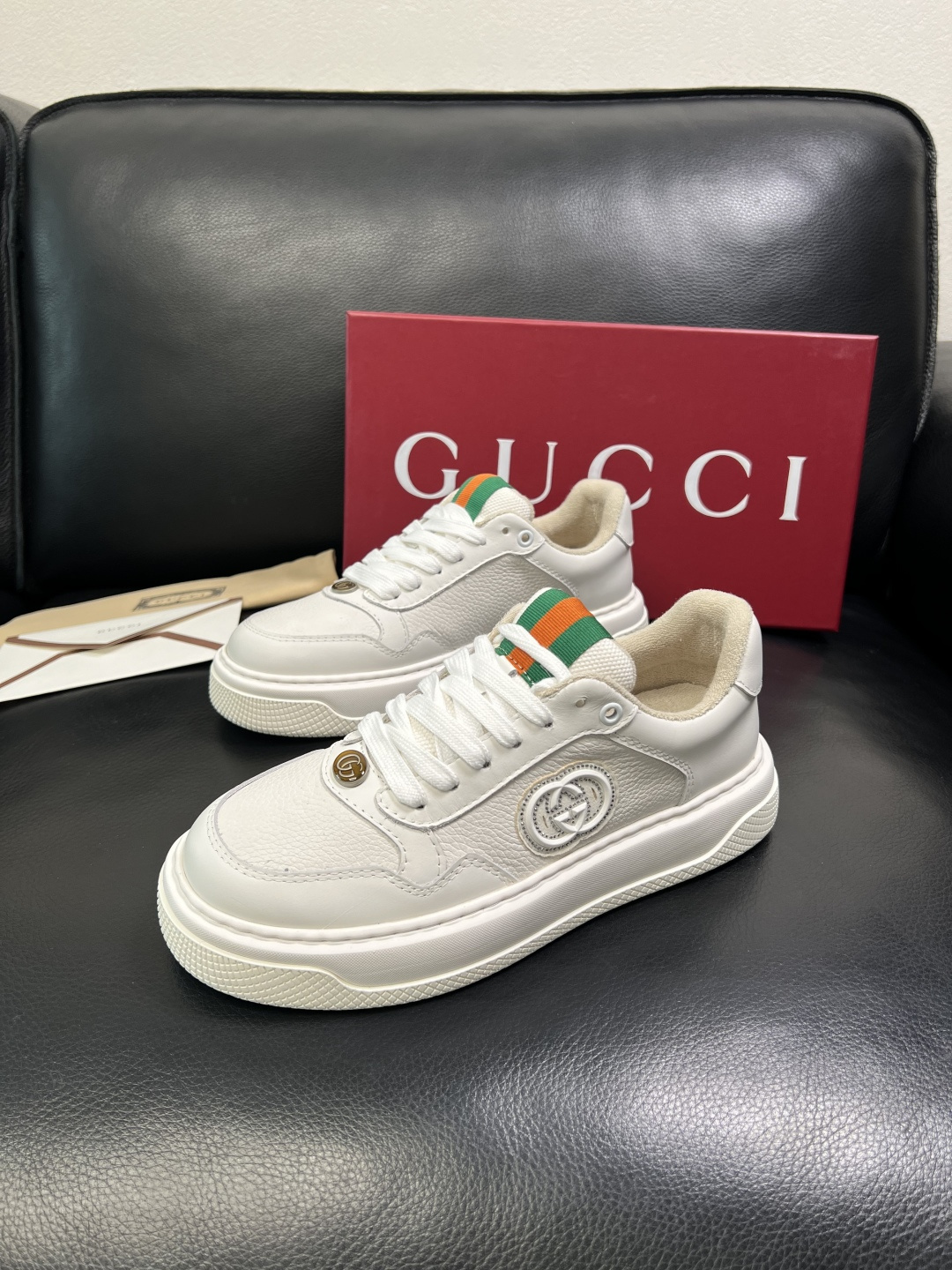 Gucci Men’s Interlocking G White Leather Sneakers