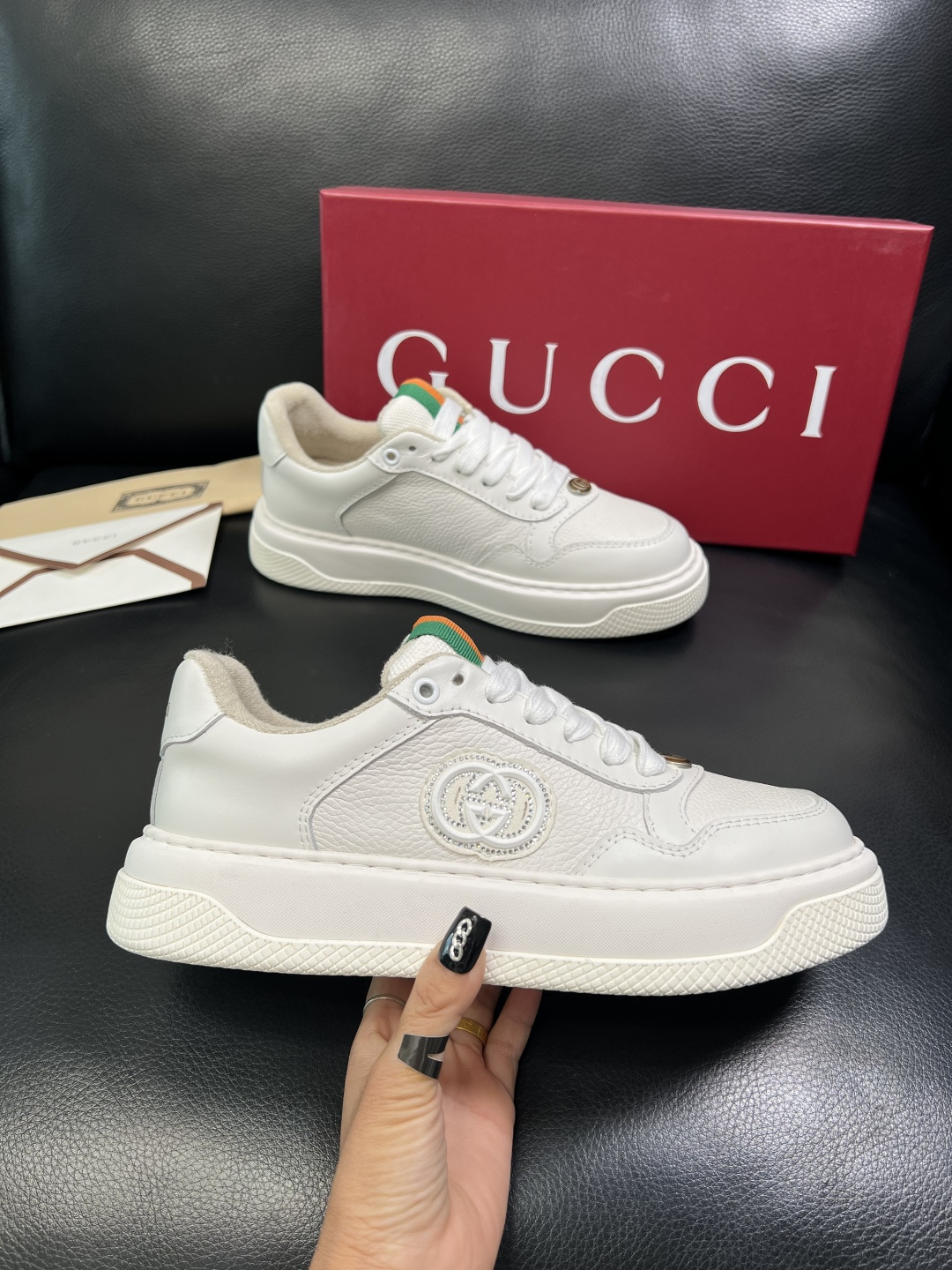 Gucci Men’s Interlocking G White Leather Sneakers