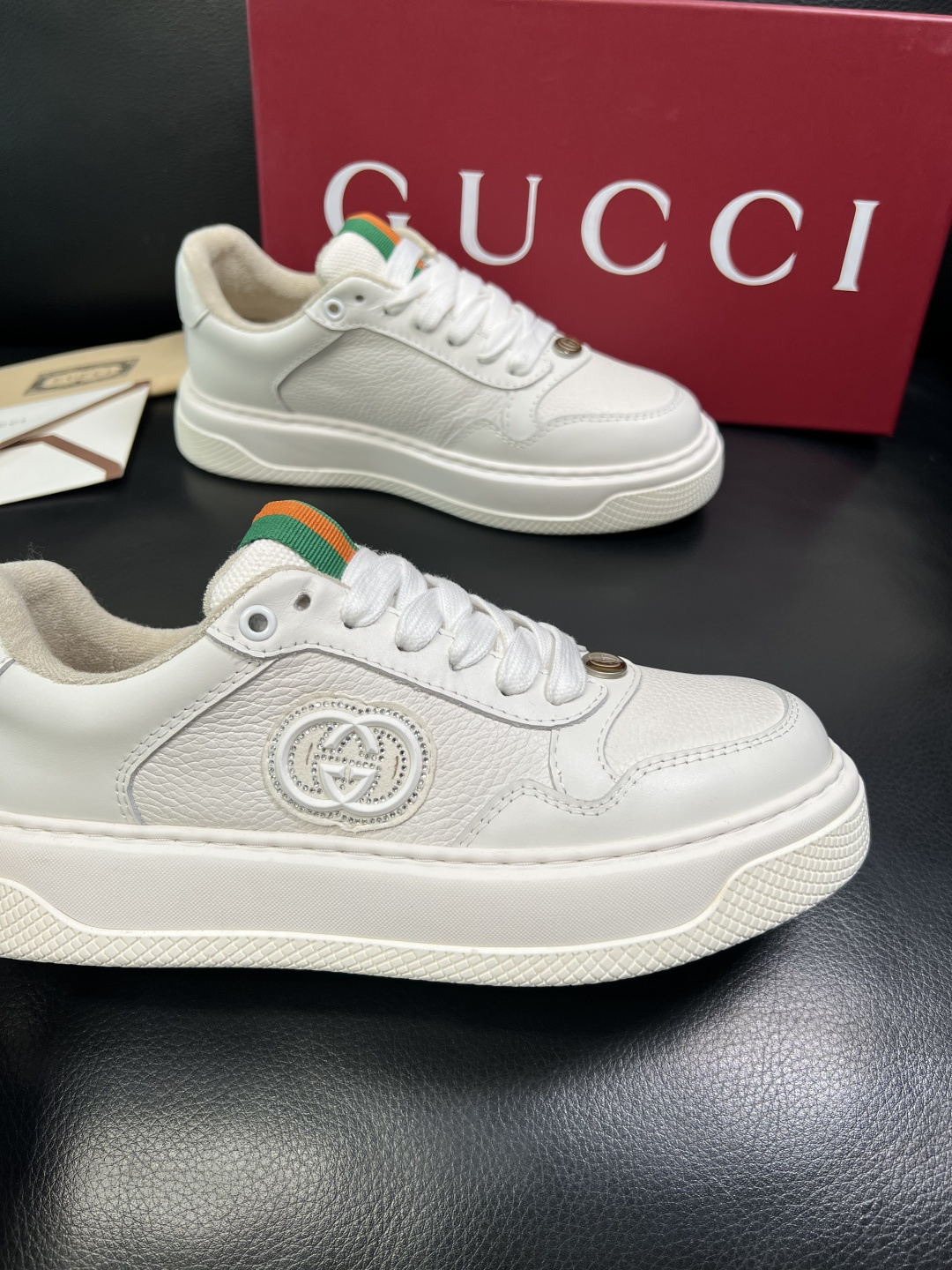 Gucci Men’s Interlocking G White Leather Sneakers