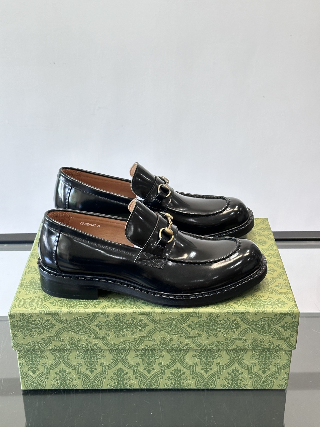 Gucci Polished Black Leather Loafers - Horsebit Detail