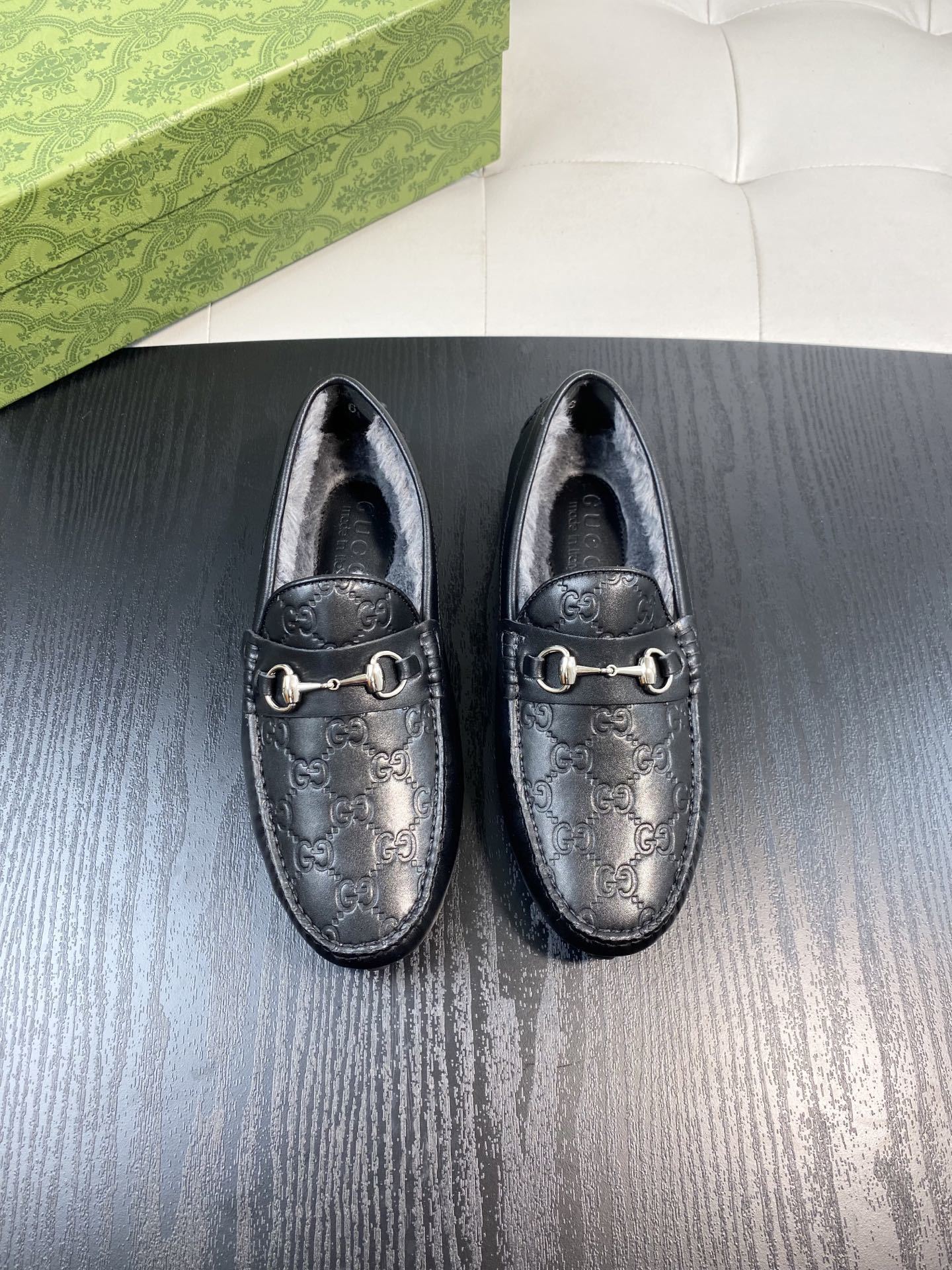Gucci Black GG Leather Loafers - Gucci Black GG Embossed Leather