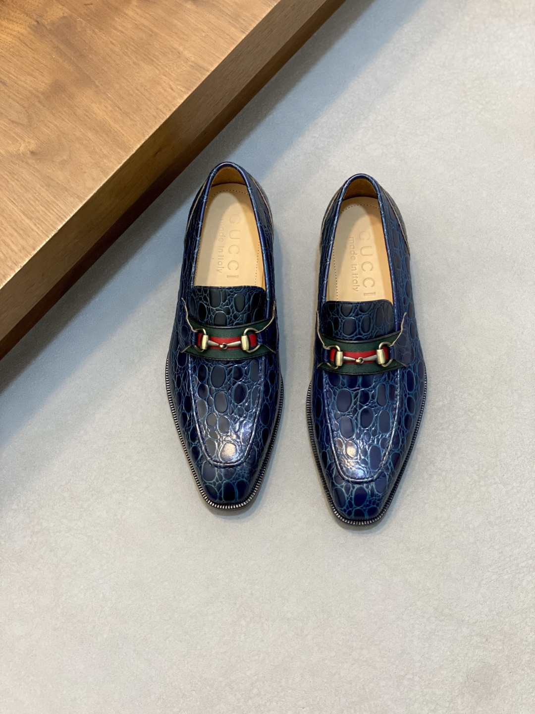 Gucci Blue Crocodile Loafers - Gucci Blue Crocodile Leather Loafers