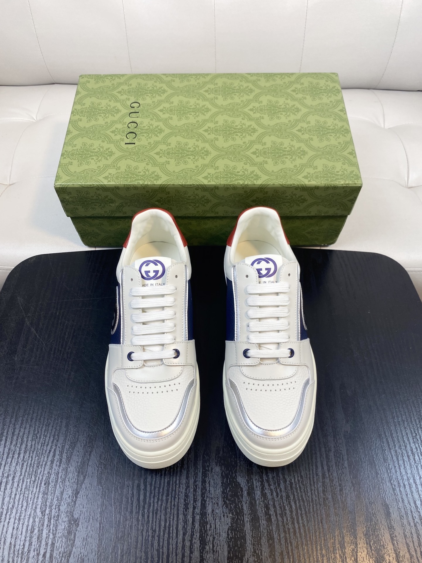 Gucci Men’s Interlocking G White Leather Sneakers