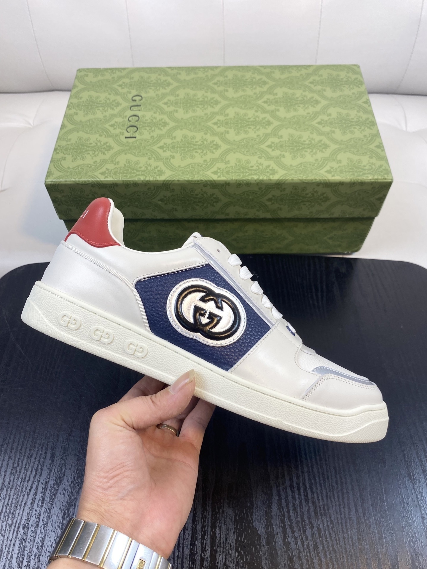 Gucci Men’s Interlocking G White Leather Sneakers