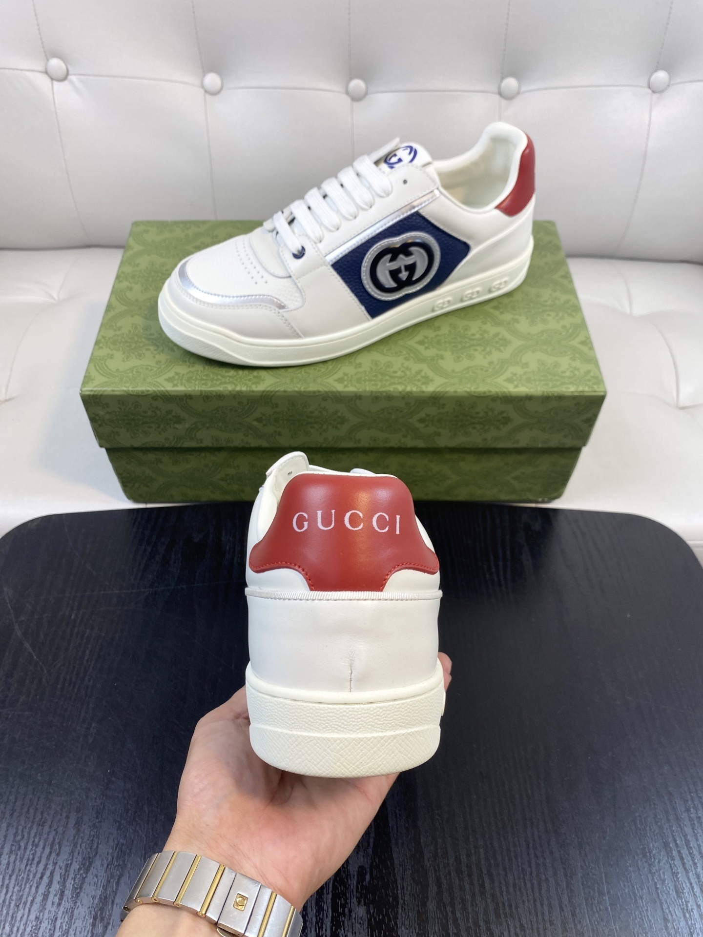 Gucci Men’s Interlocking G White Leather Sneakers