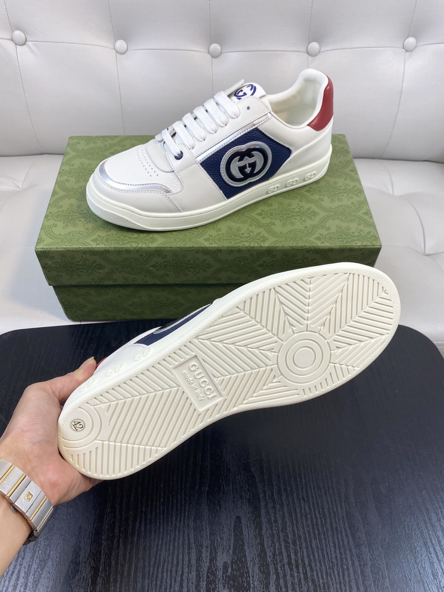 Gucci Men’s Interlocking G White Leather Sneakers