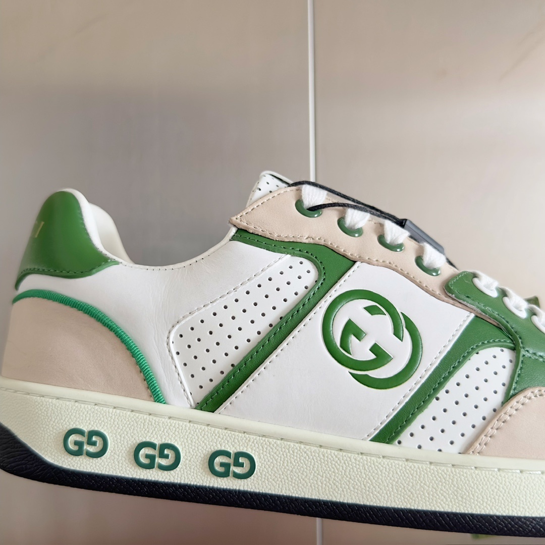 Gucci Mac80 Men’s Sneakers in White and Green Leather