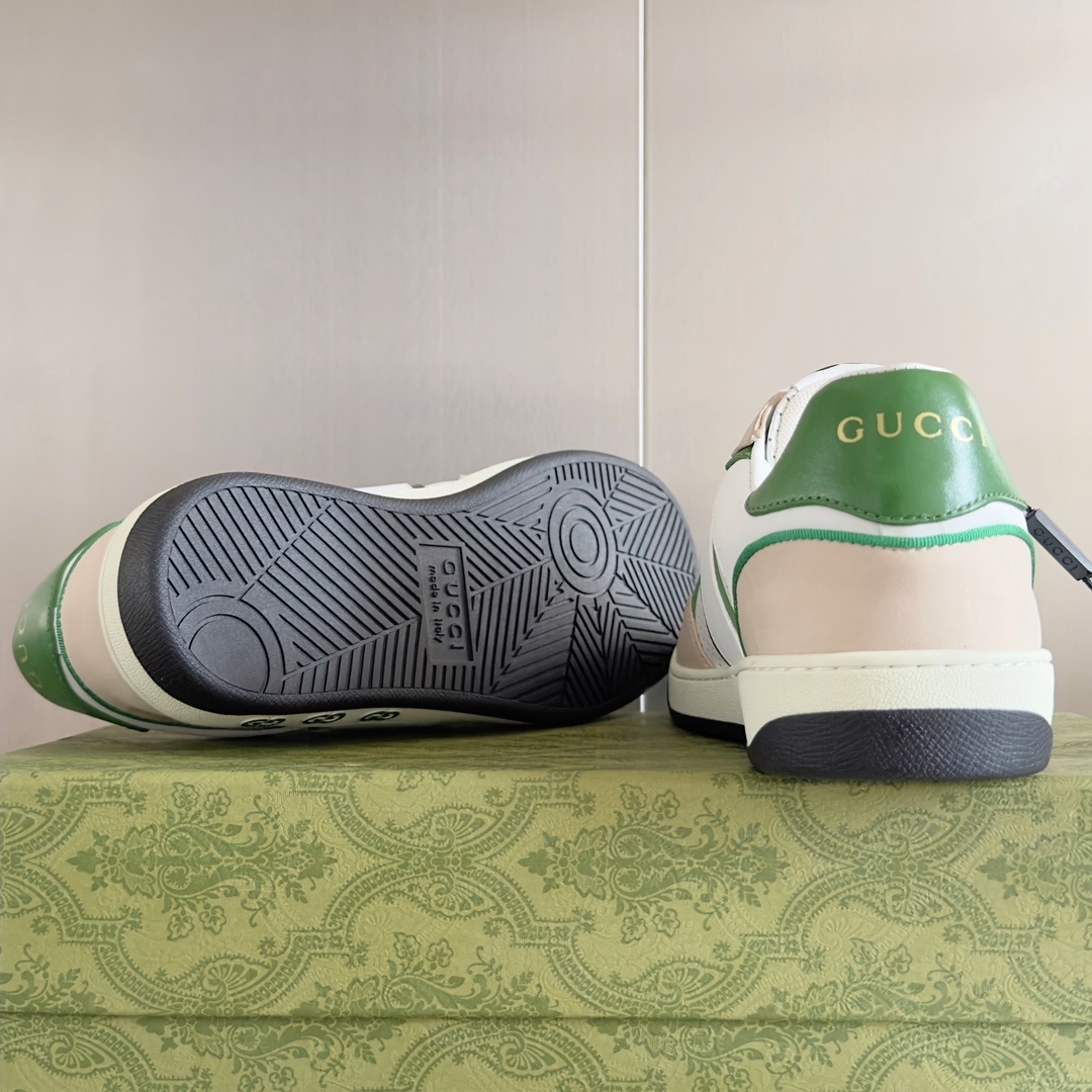 Gucci Mac80 Men’s Sneakers in White and Green Leather