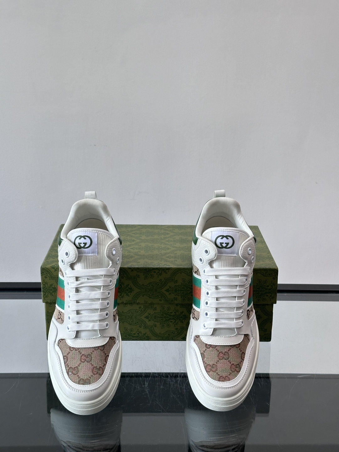Gucci Men’s GG Supreme Canvas and White Leather Sneakers