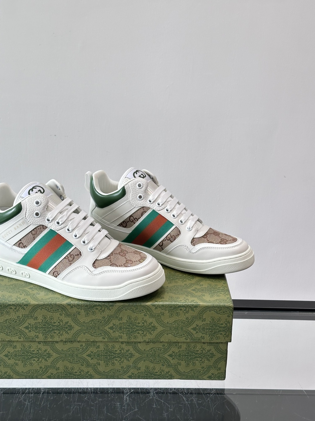 Gucci Men’s GG Supreme Canvas and White Leather Sneakers