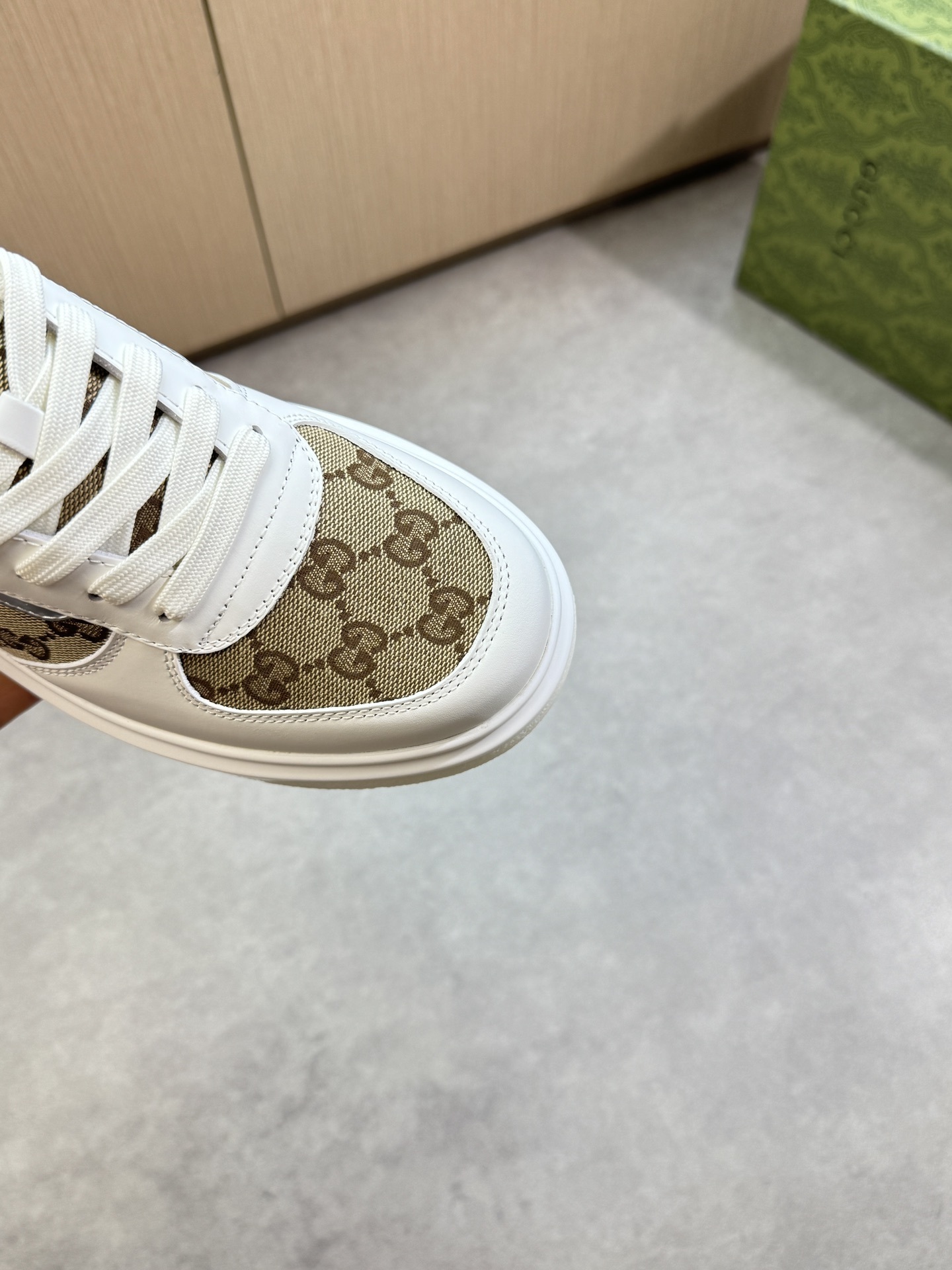 Gucci Men’s GG Supreme Canvas and White Leather Sneakers
