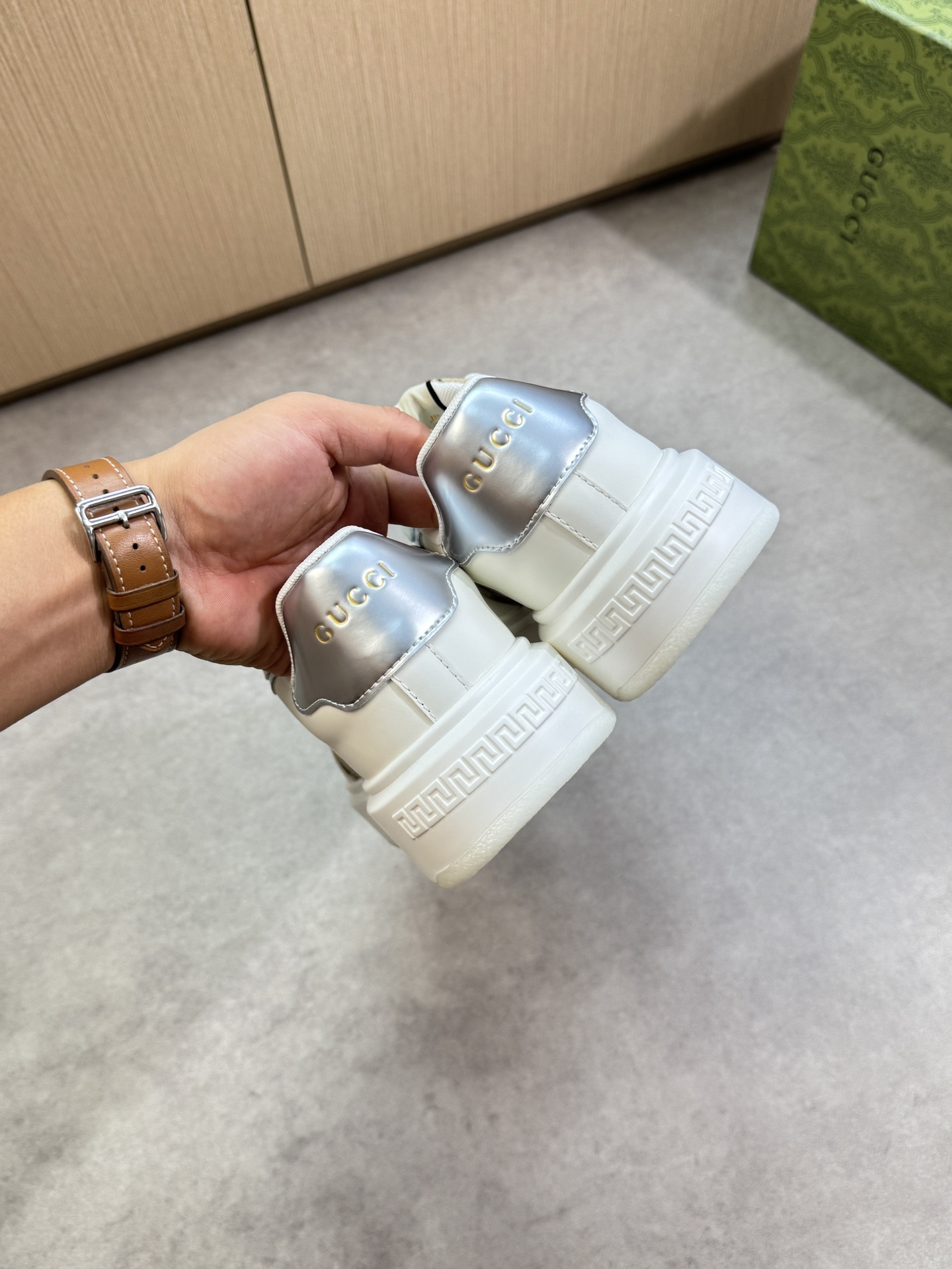 Gucci Men’s GG Supreme Canvas and White Leather Sneakers