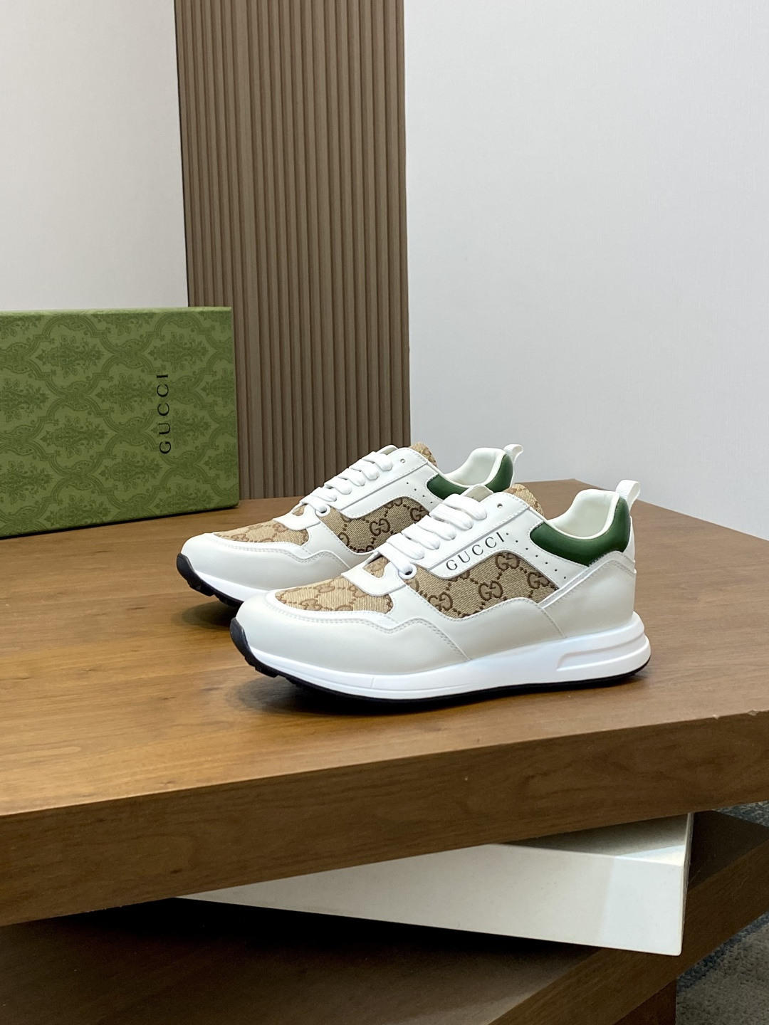 Gucci Men’s GG Supreme Canvas and White Leather Sneakers