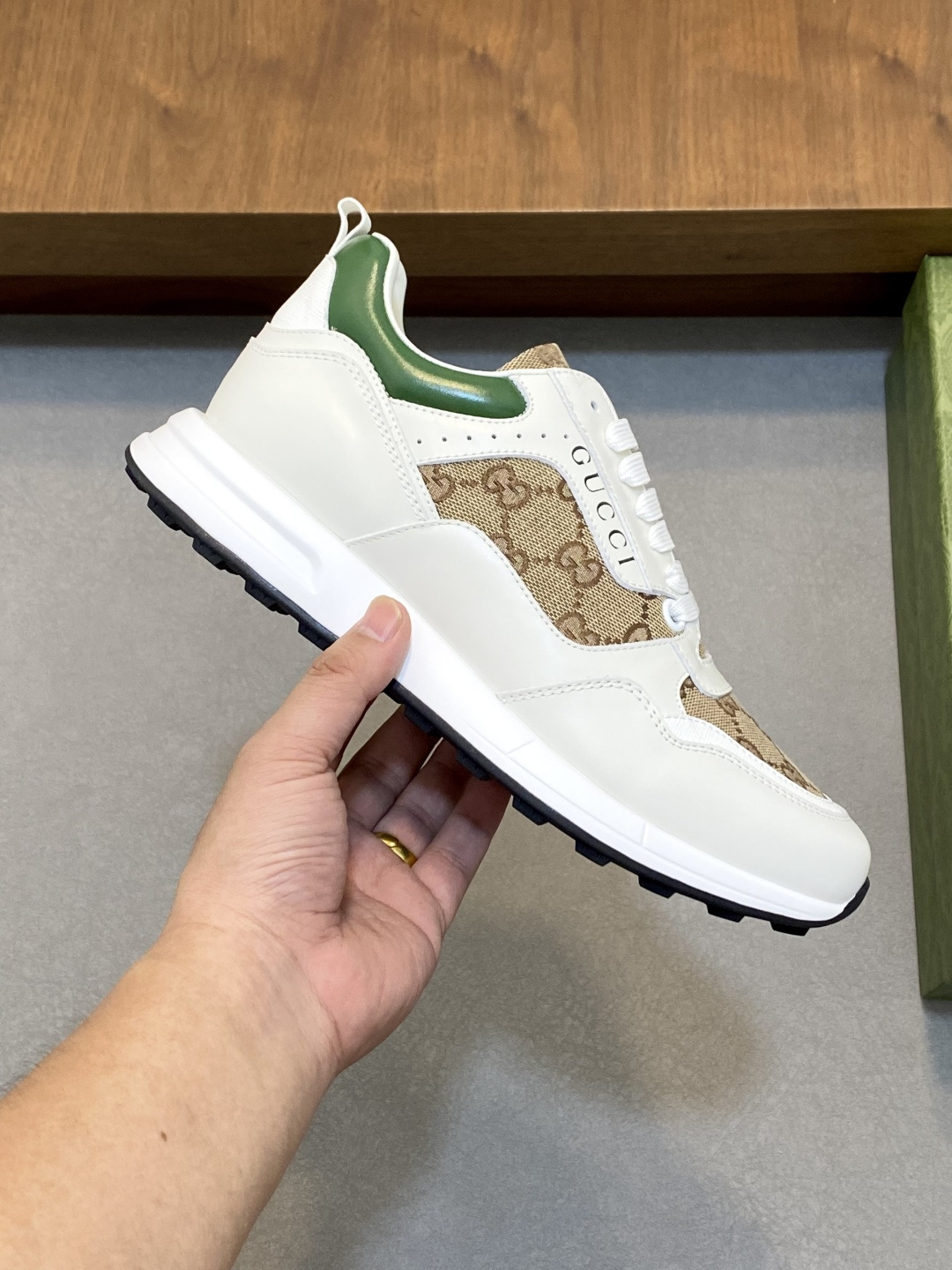 Gucci Men’s GG Supreme Canvas and White Leather Sneakers