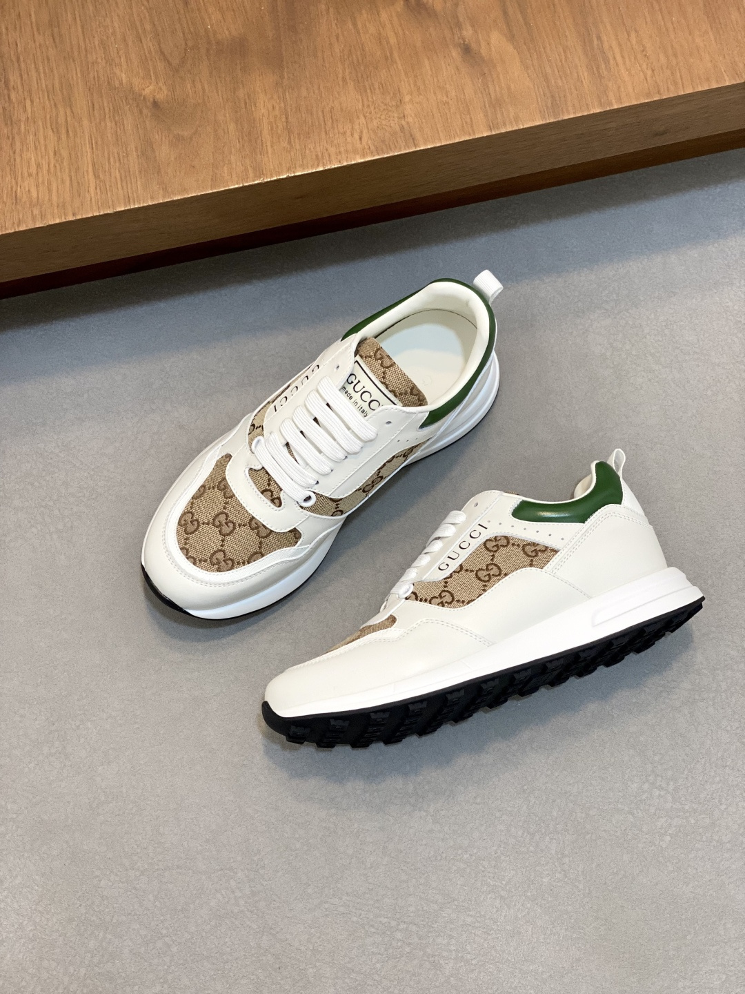 Gucci Men’s GG Supreme Canvas and White Leather Sneakers