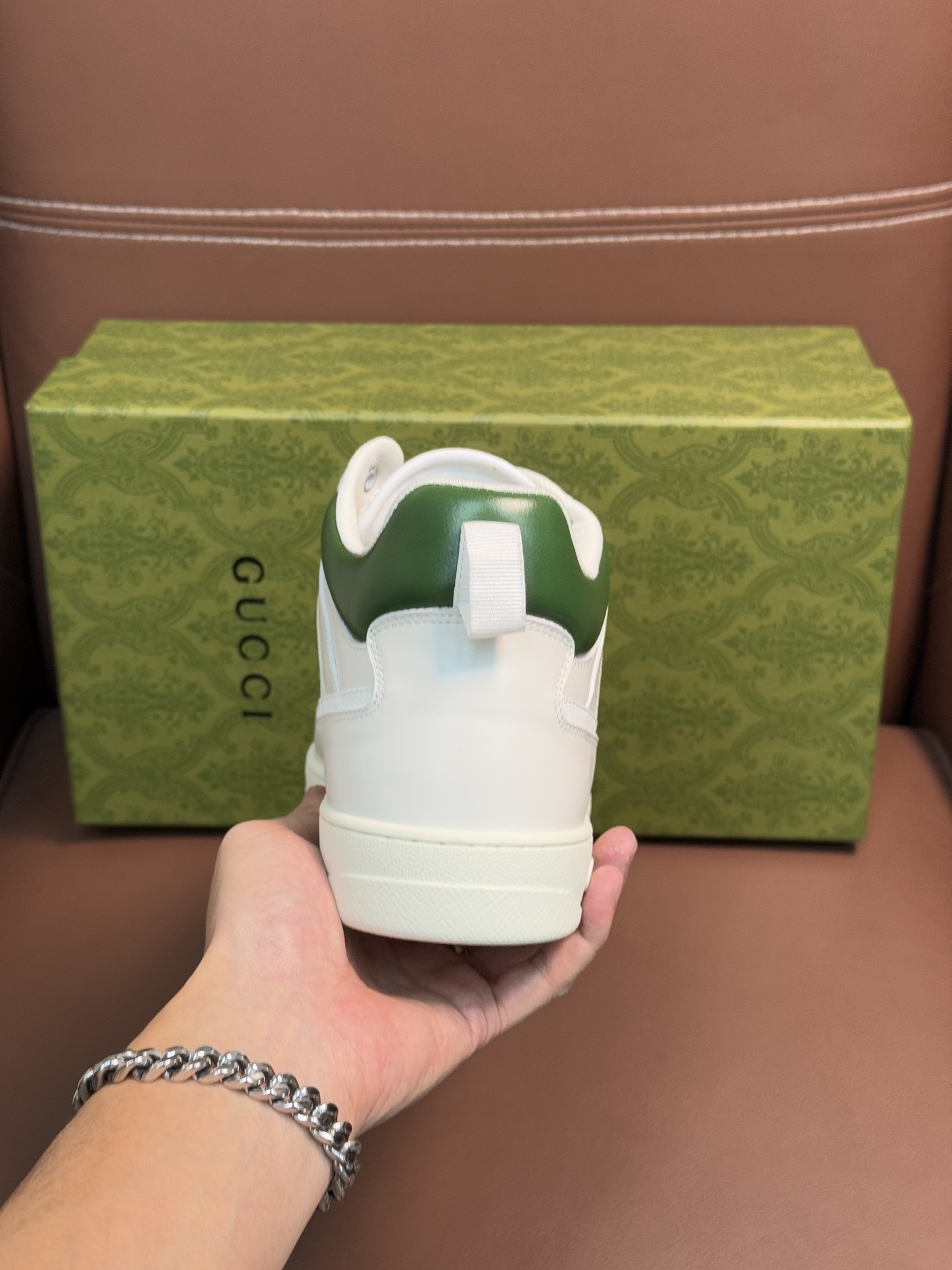 Gucci Men’s GG Supreme Canvas and White Leather Sneakers