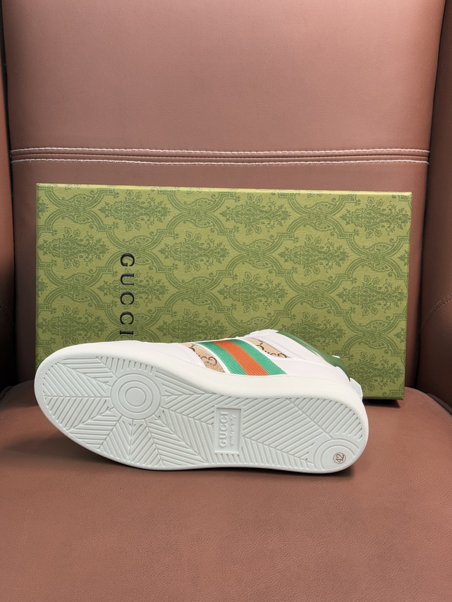 Gucci Men’s GG Supreme Canvas and White Leather Sneakers