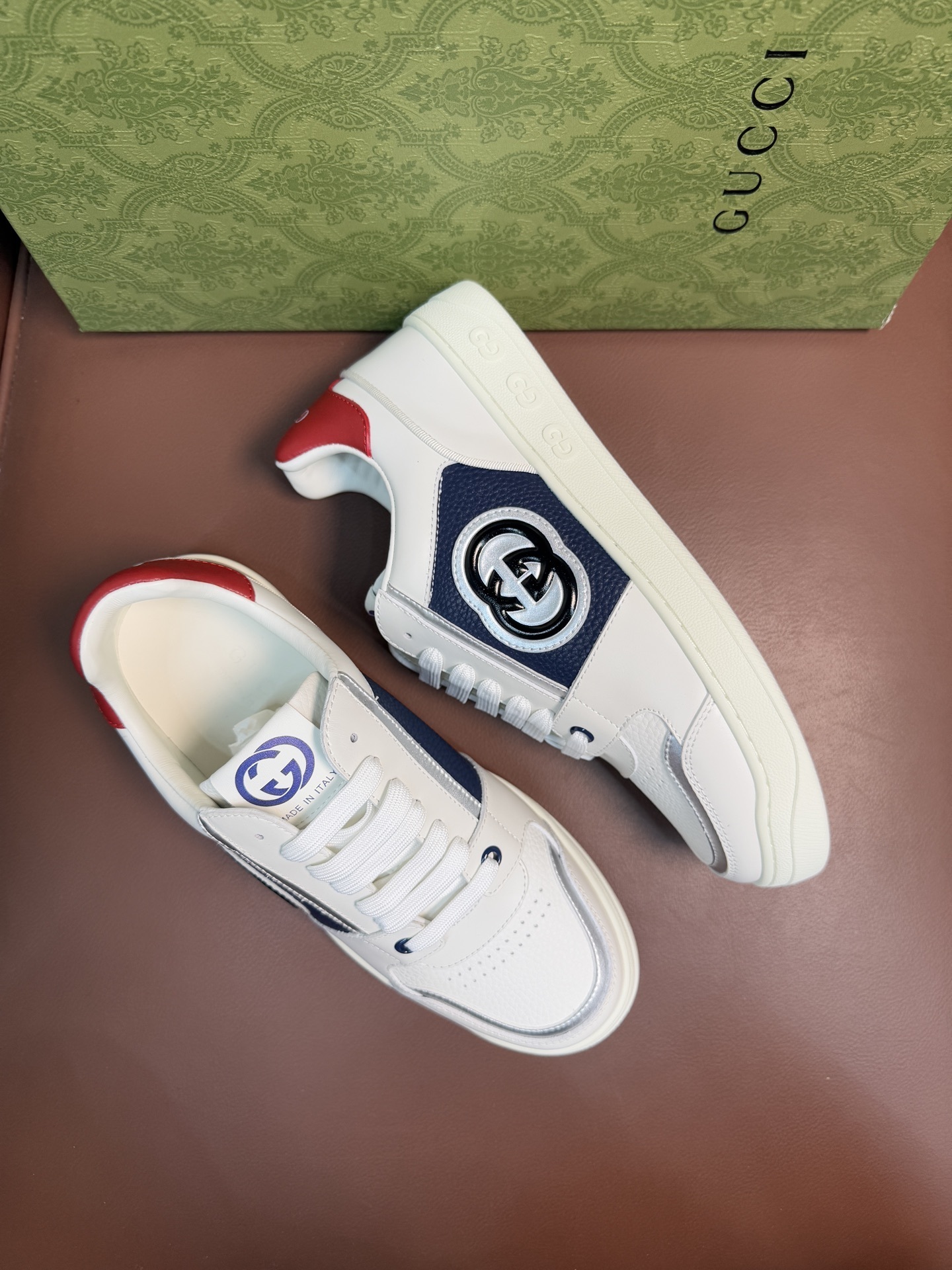 Gucci Men’s Interlocking G White Leather Sneakers