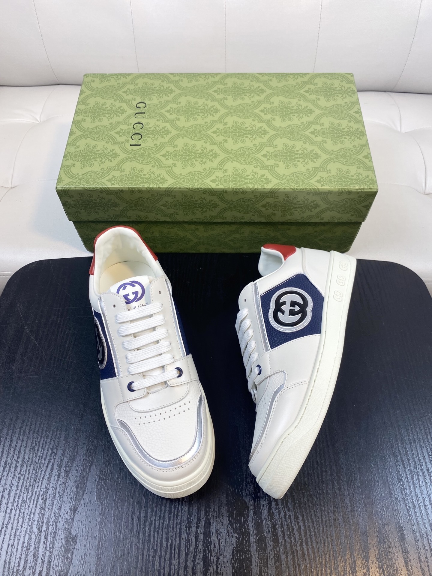 Gucci Men’s Interlocking G White Leather Sneakers