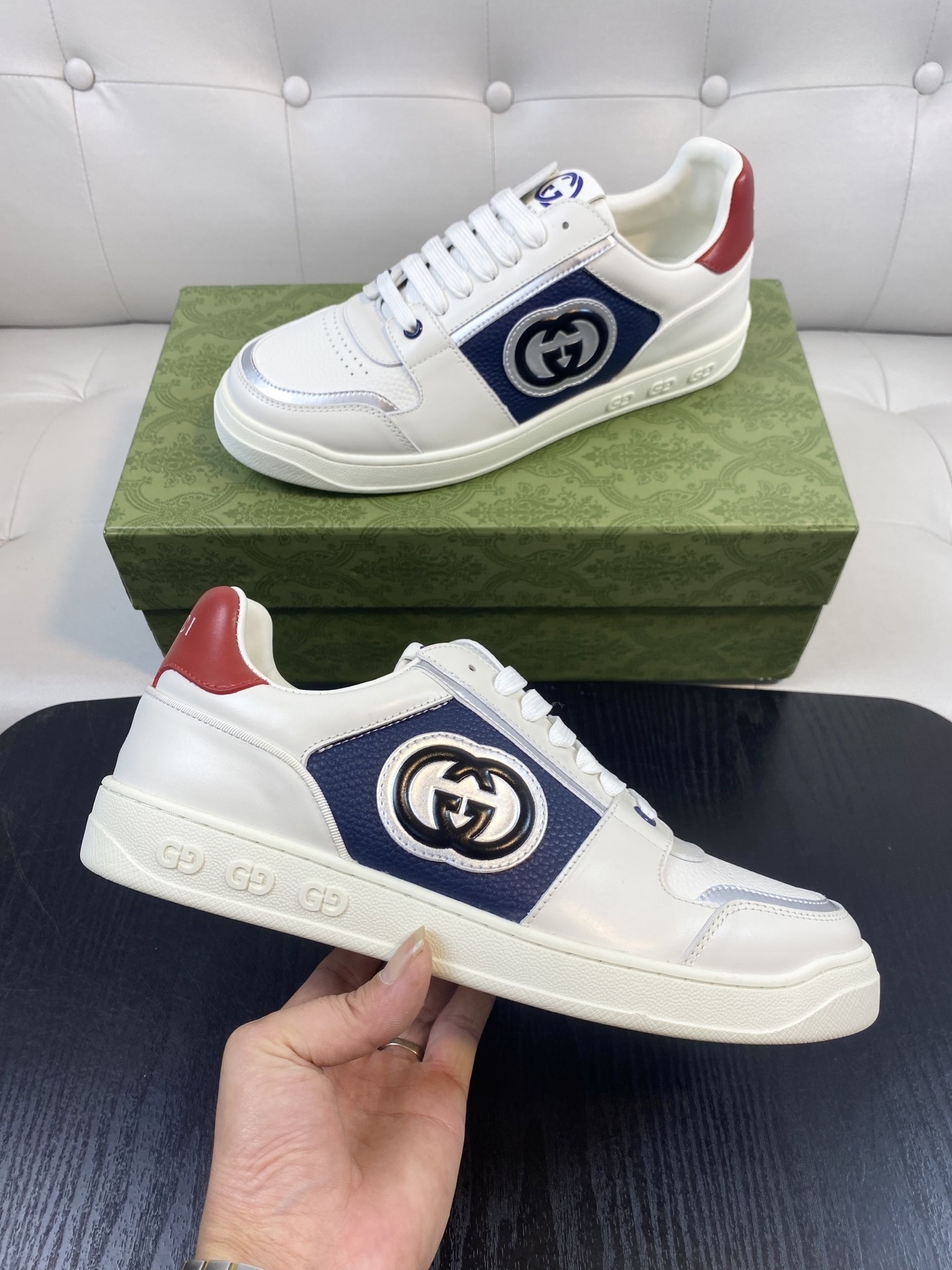 Gucci Men’s Interlocking G White Leather Sneakers