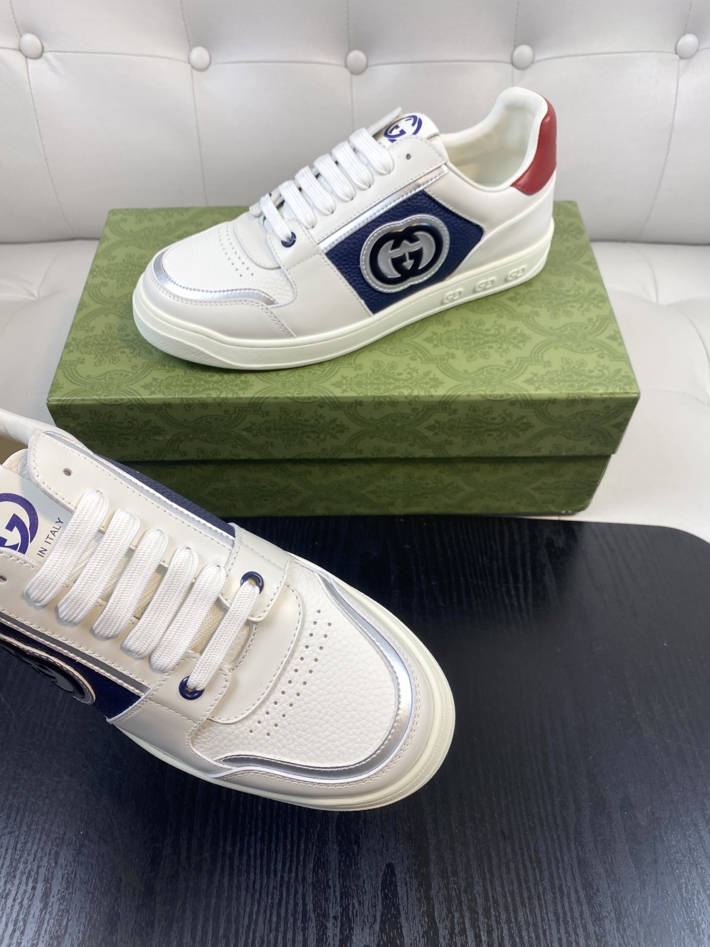 Gucci Men’s Interlocking G White Leather Sneakers