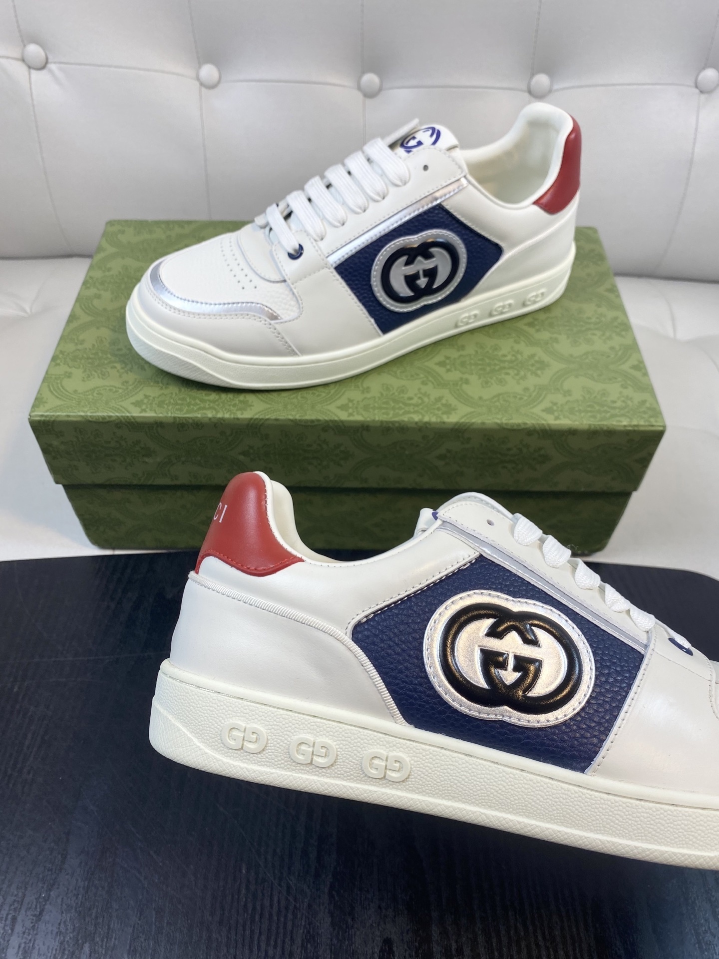 Gucci Men’s Interlocking G White Leather Sneakers