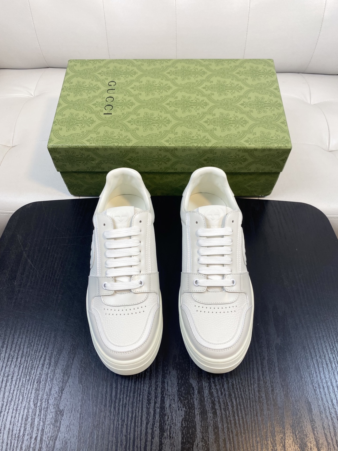 Gucci Men’s Interlocking G White Leather Sneakers