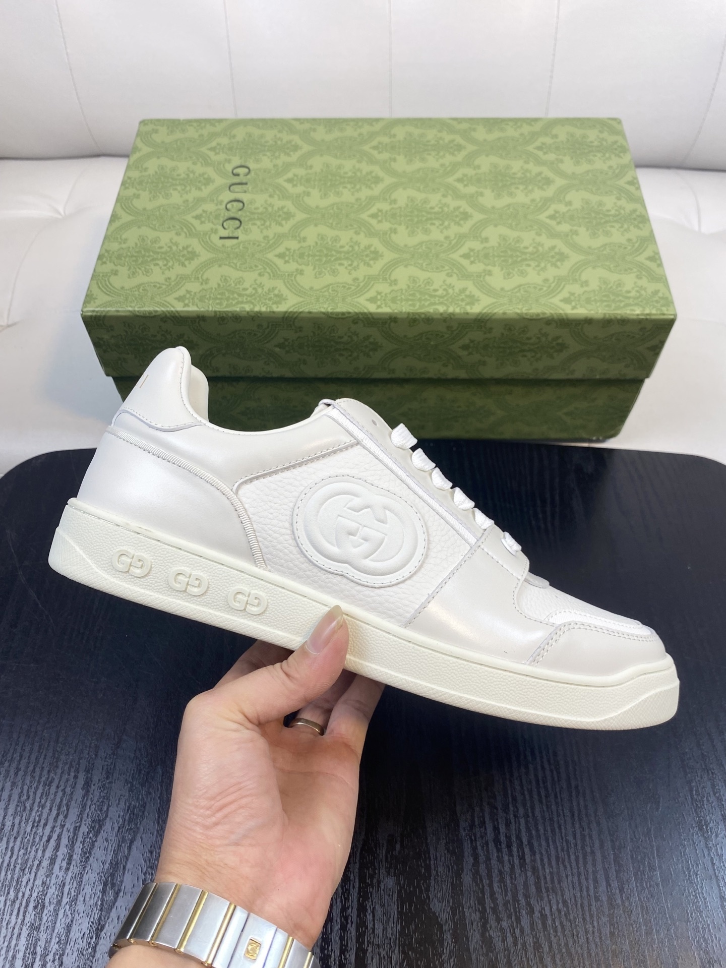 Gucci Men’s Interlocking G White Leather Sneakers