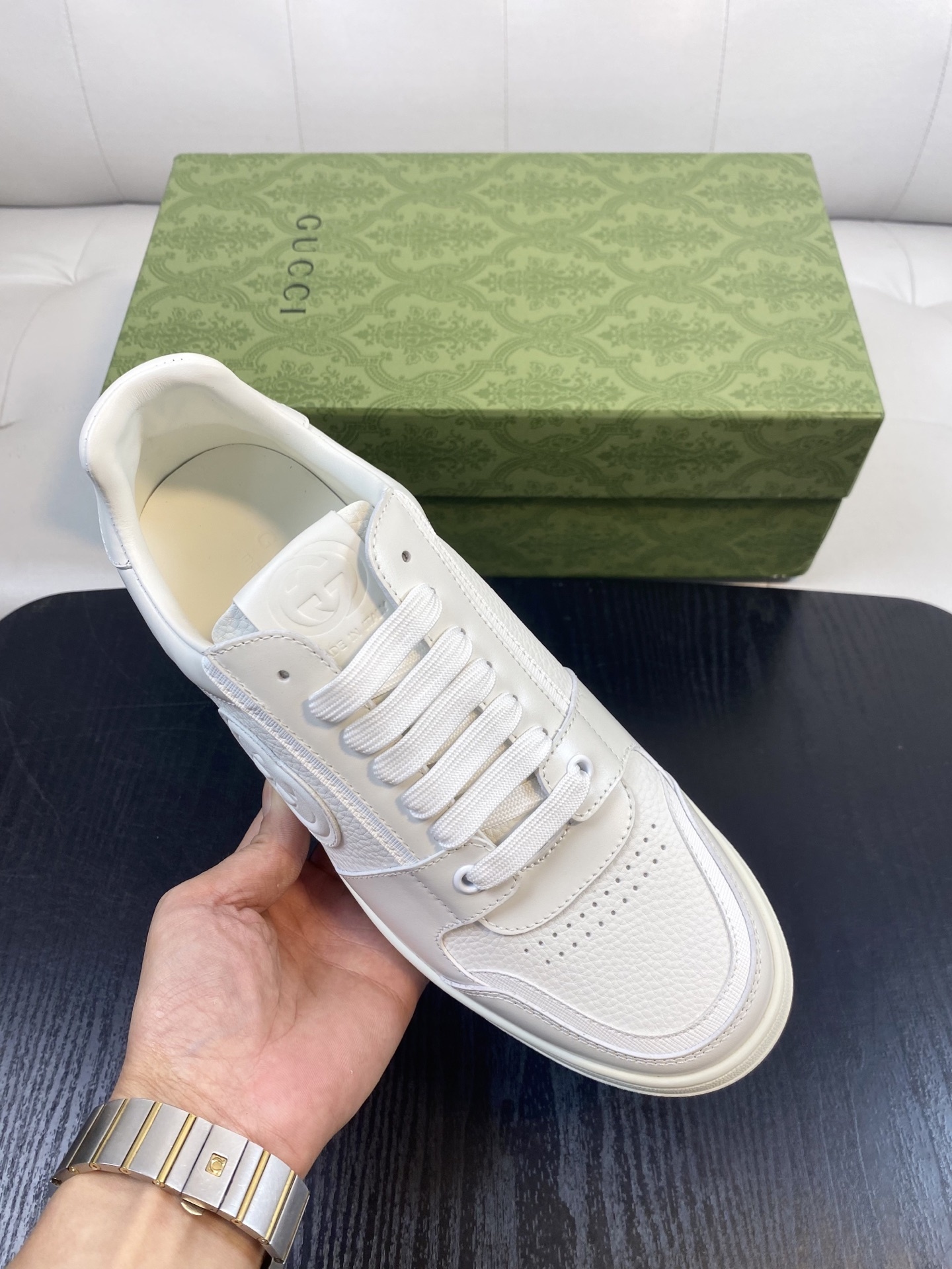 Gucci Men’s Interlocking G White Leather Sneakers
