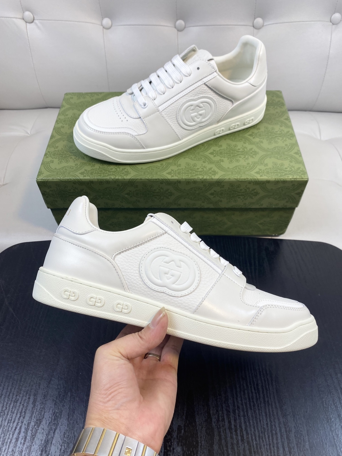 Gucci Men’s Interlocking G White Leather Sneakers