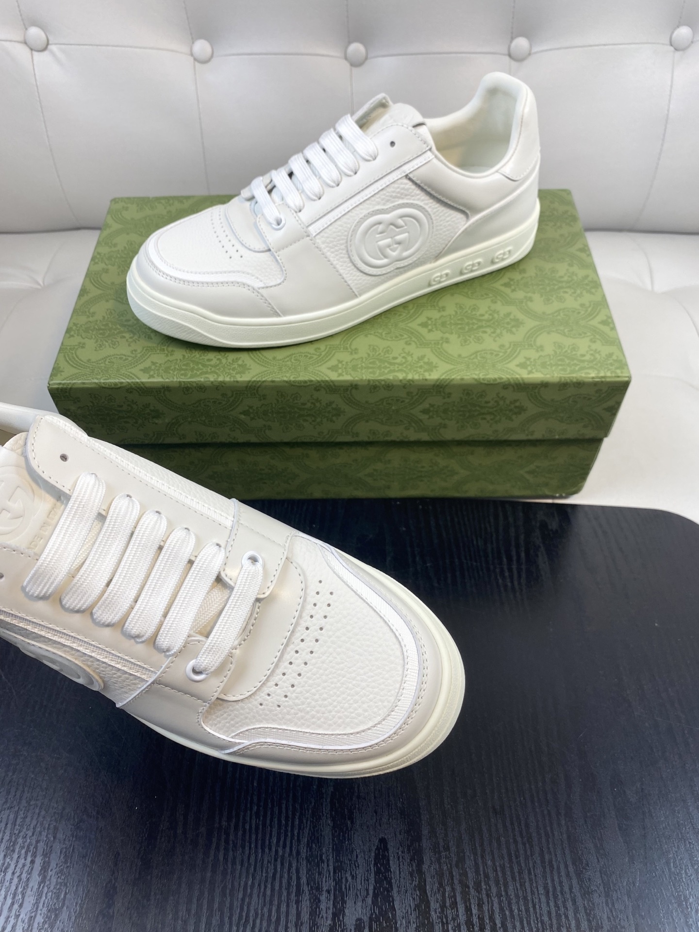Gucci Men’s Interlocking G White Leather Sneakers