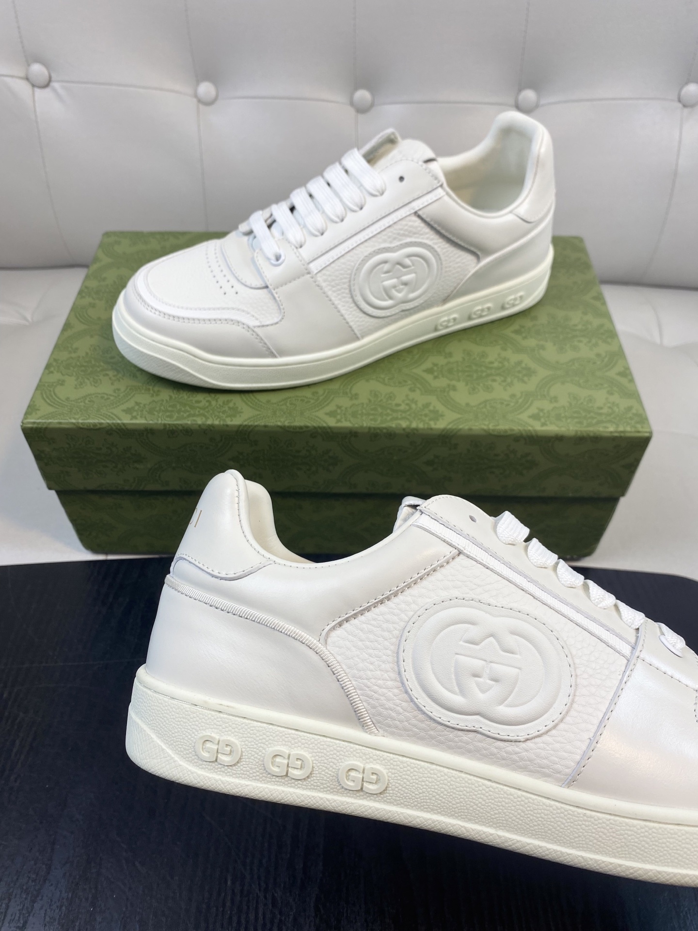 Gucci Men’s Interlocking G White Leather Sneakers